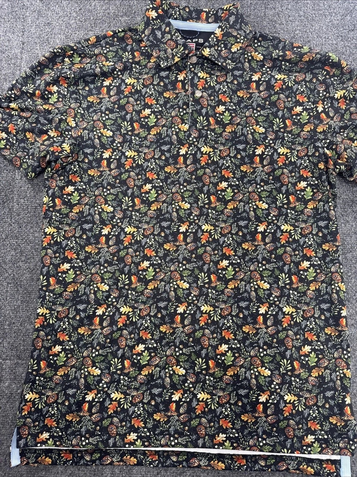 Chaps Everyday Performance Pinecone Floral Polo Men’s Small Black BNWOT
