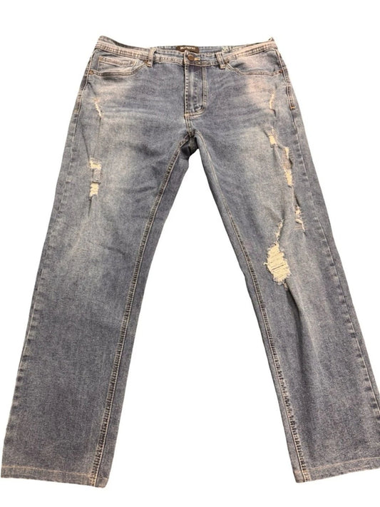 Blank NYC Men's Light Blue Distressed Straight Jeans - Casual Relaxed Fit 36/28
