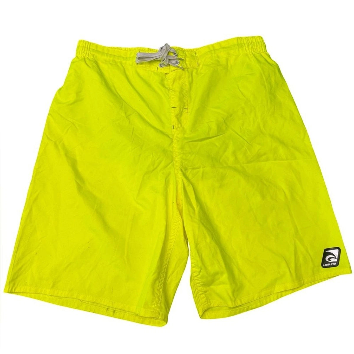 Laguna Neon Yellow Board Shorts Mens L Swim Trunks Drawstring Surf Gear
