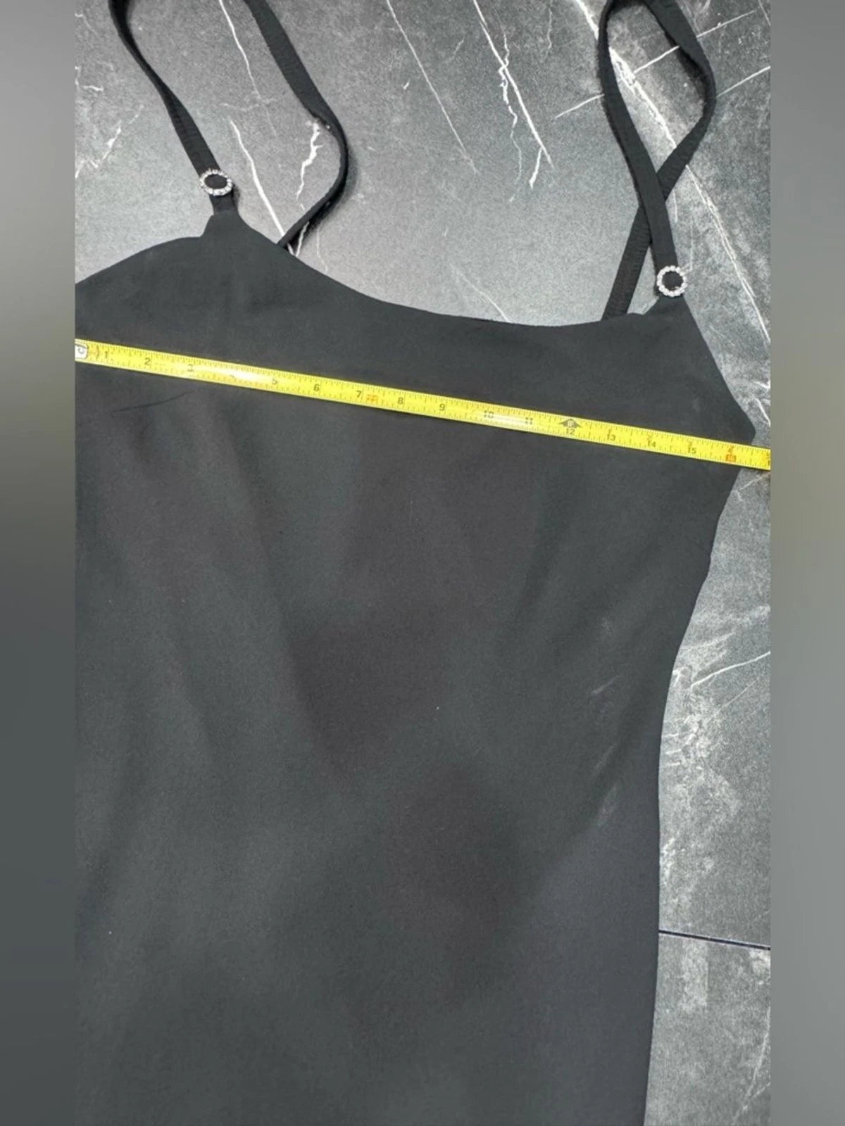Connected Apparel Black Maxi Dress Rhinestone Straps Women's 12 Formal EUC