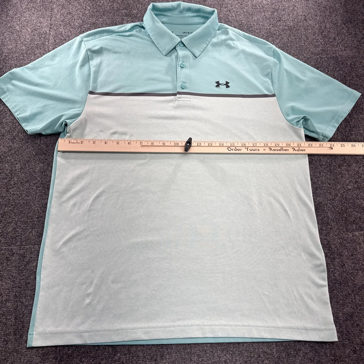 Under Armour Playoff Polo Mens L Aqua White Colorblock Golf Performance Shirt