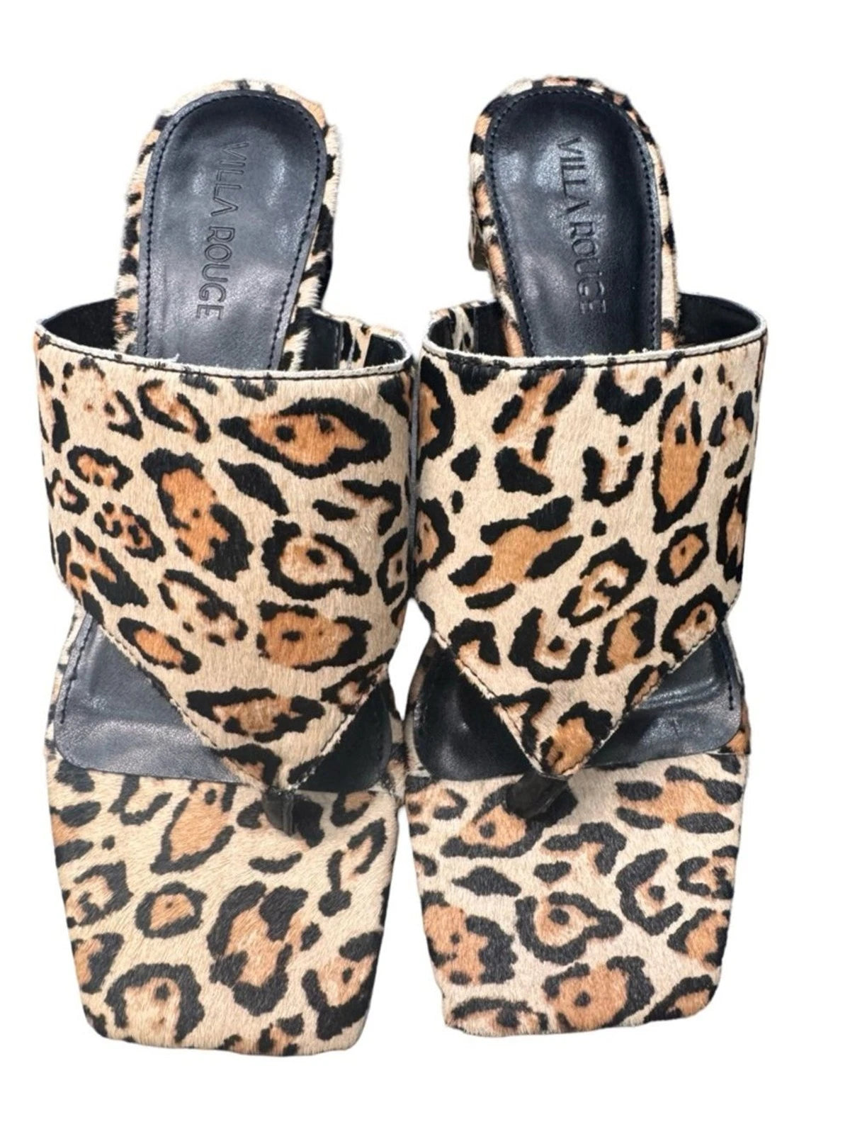 Villa Rouge Leopard Print Toe Loop Mule Sandals Women's 6.5 Low Heel New Box