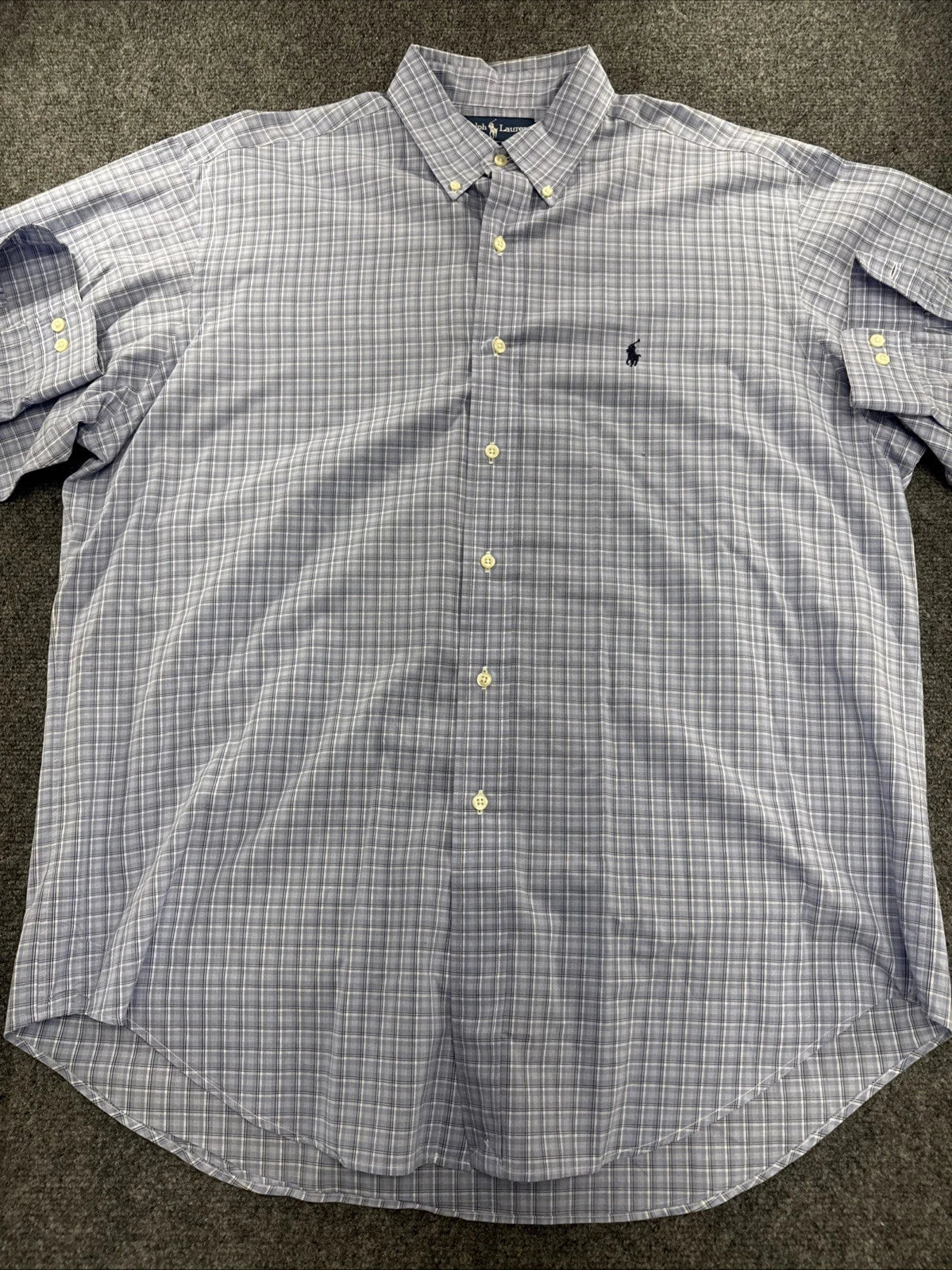 Ralph Lauren Yarmouth Shirt 16.5 34/35 Blue Plaid Blue Pony Cotton BNWOT