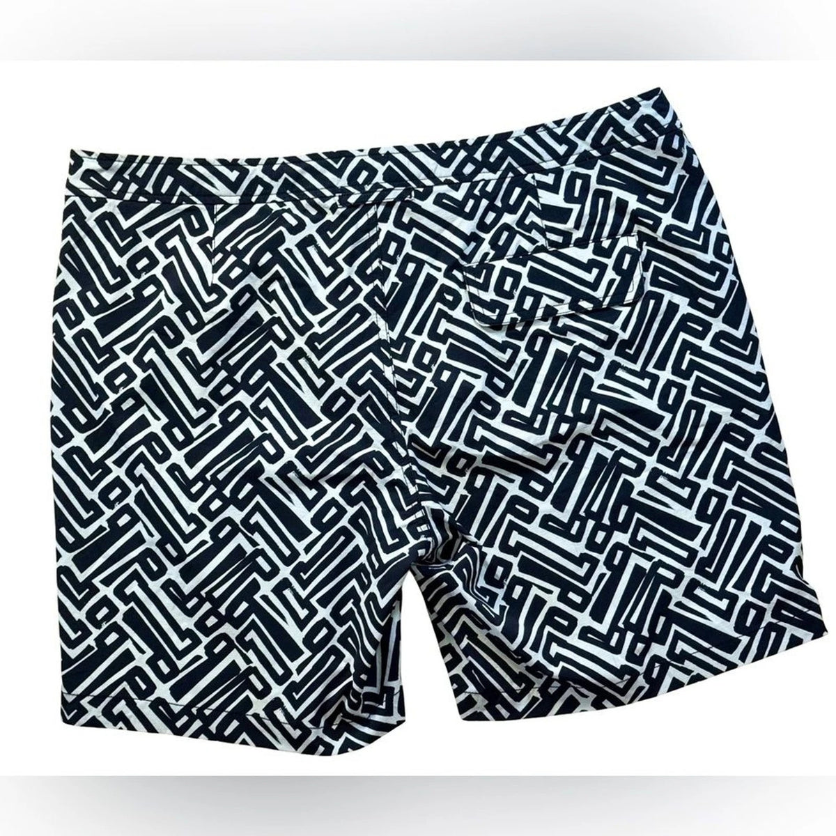 Onia Swim Trunks Men’s 38 Black White Pattern Designer Beach Shorts EUC