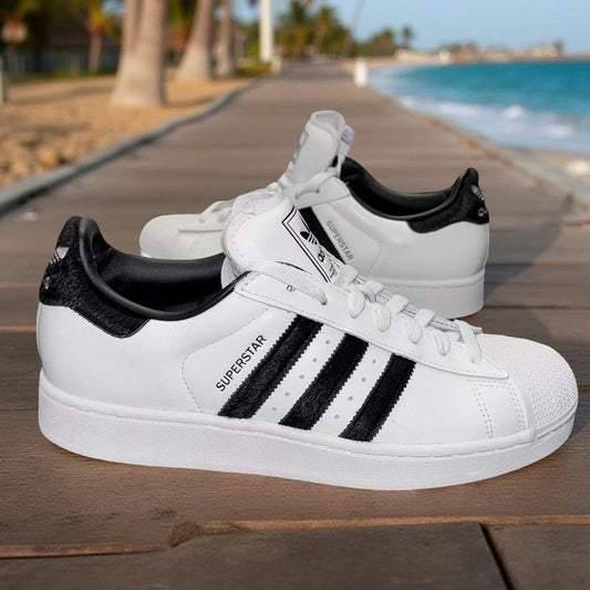 adidas Superstar II W Women’s 11 White Black Faux Fur Stripes IH9267 New
