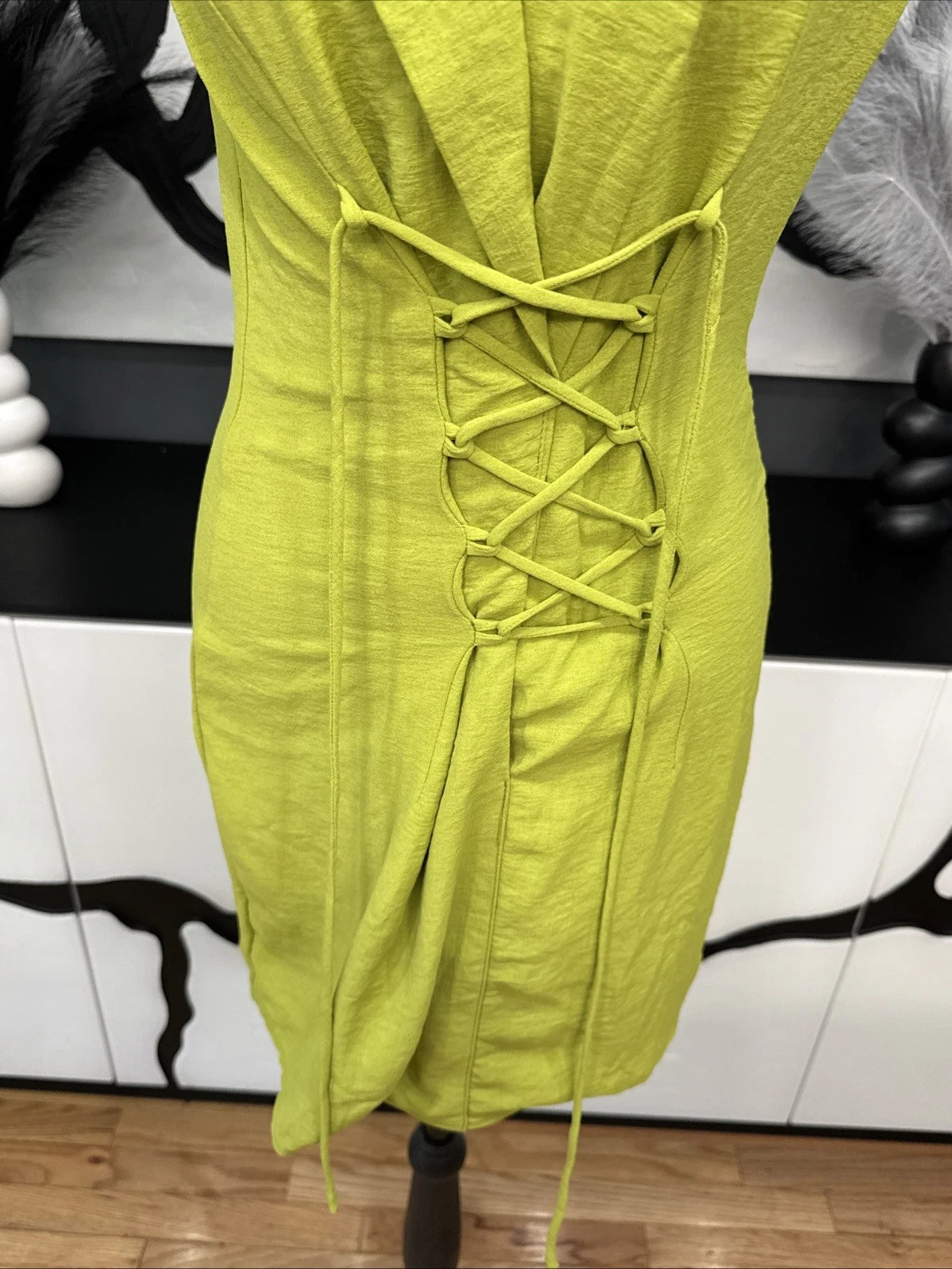 PrettyLittleThing Lime Corset Blazer Mini Dress Lace Up Women’s US 4