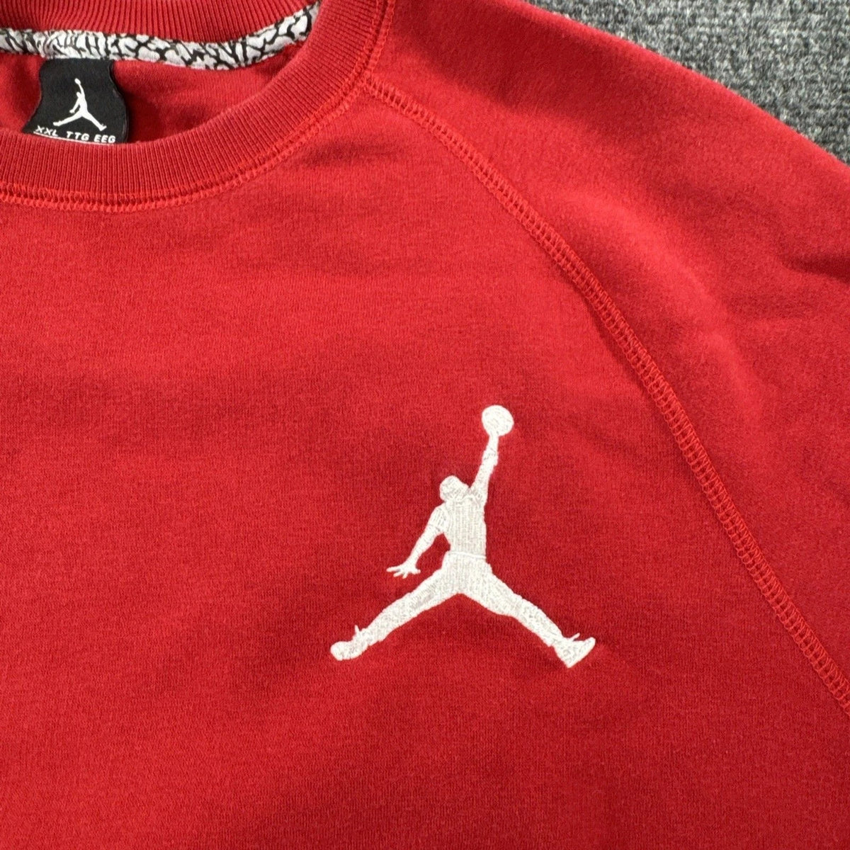 Jordan Jumpman Fleece Crewneck Men’s 2XL Red Black Embroidered EUC