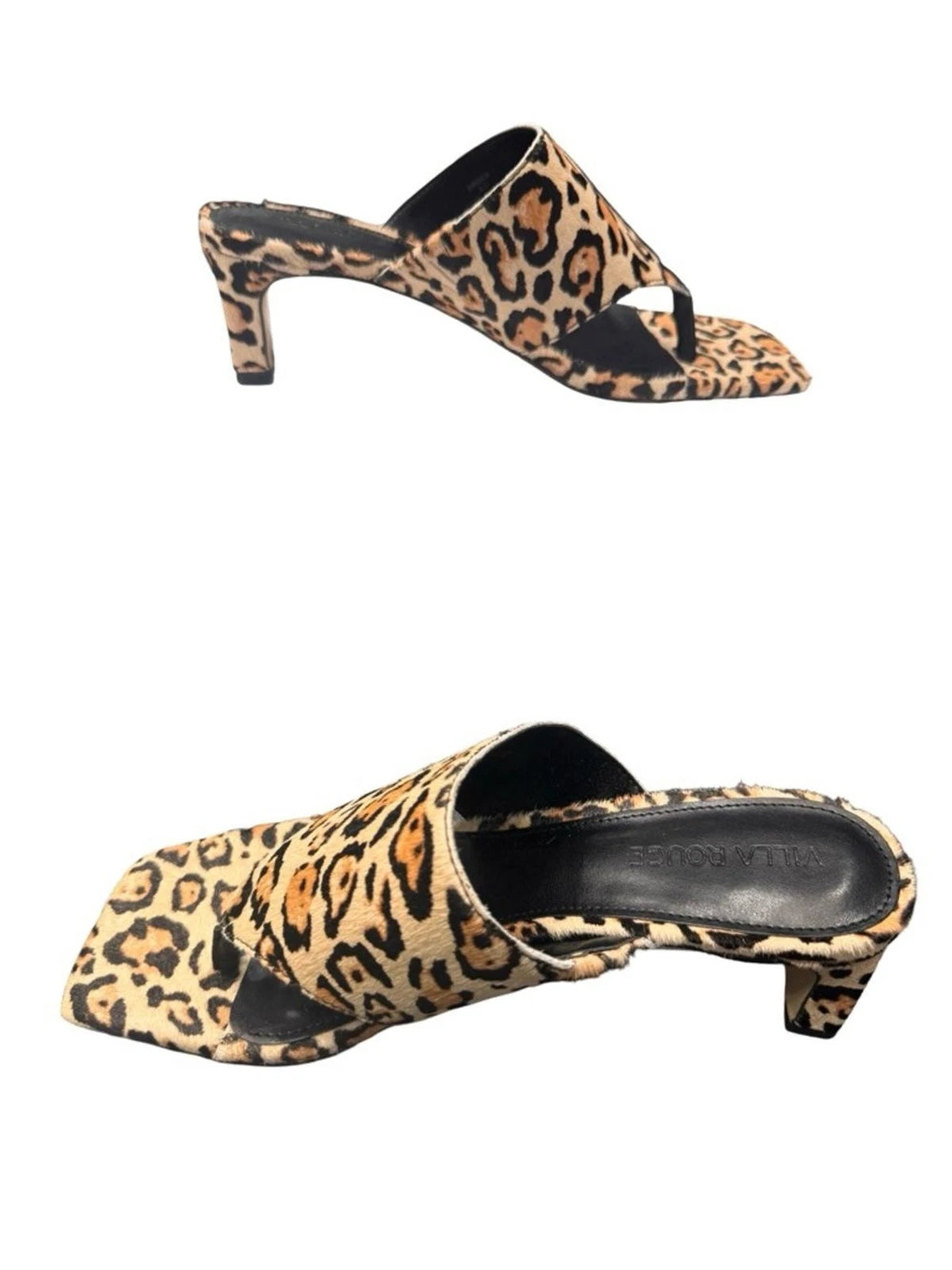 Villa Rouge Leopard Print Toe Loop Mule Sandals Women's 6.5 Low Heel New Box