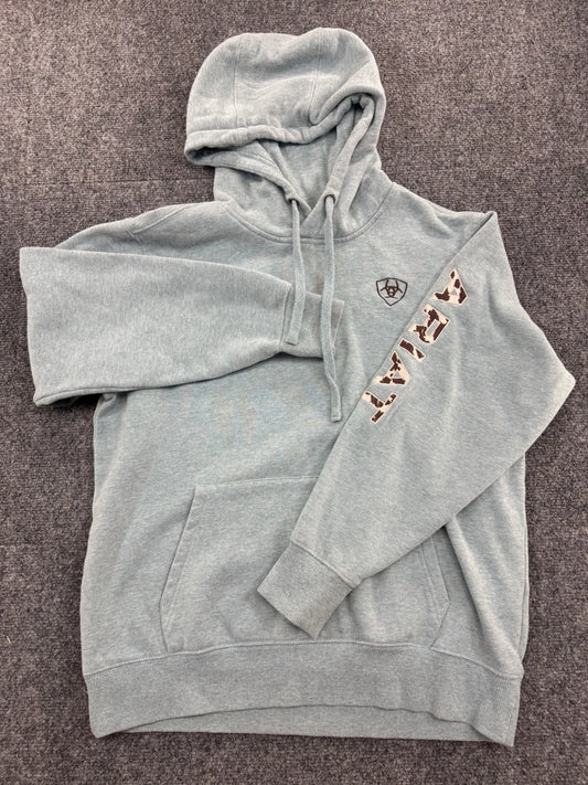 Ariat Boot Barn Cow Print Hoodie, Women's M, Blue, Embroidered Logo 10048214 - Pre-Owned
