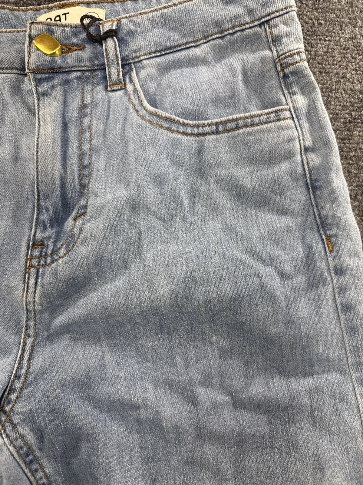 OAT New York Cloud Luxe Denim Shorts 28 Light Wash High Rise Raw Hem NWT