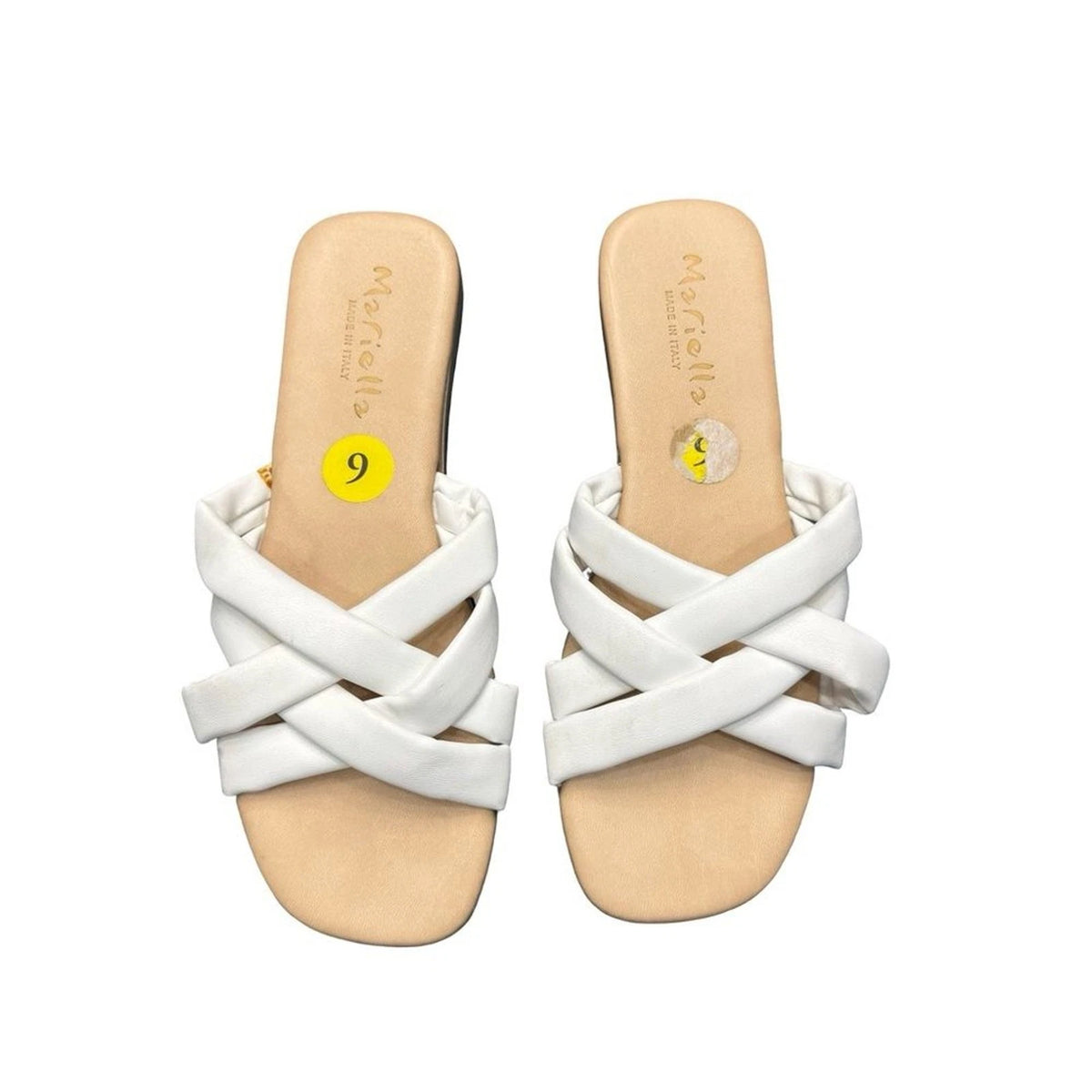 Mariella Italian White Leather Crisscross Sandals Women's 9 Made Italy
