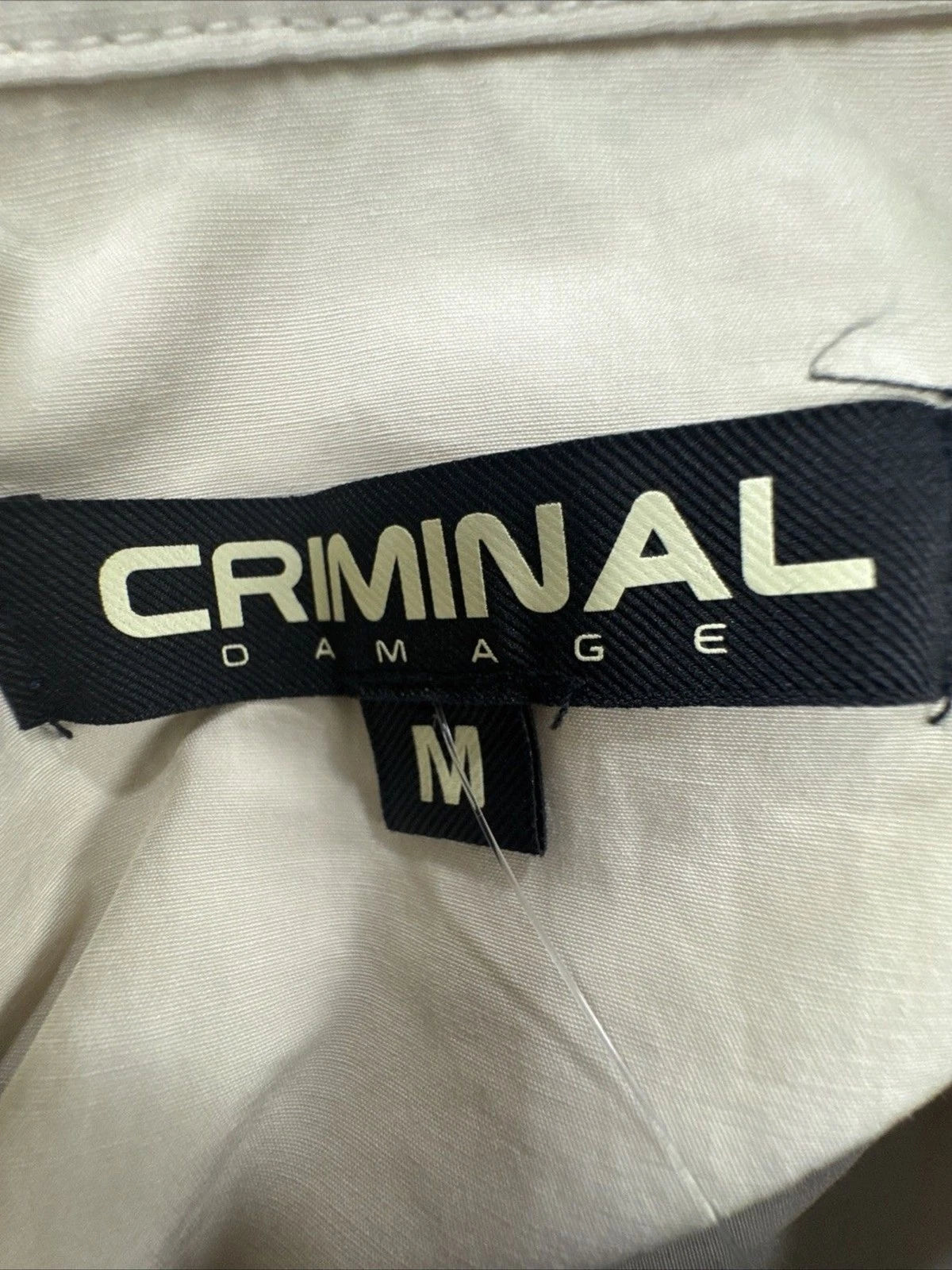 Criminal Damage Patterson Utility Shirt Men M Ecru 4 Pocket Workwear NWT