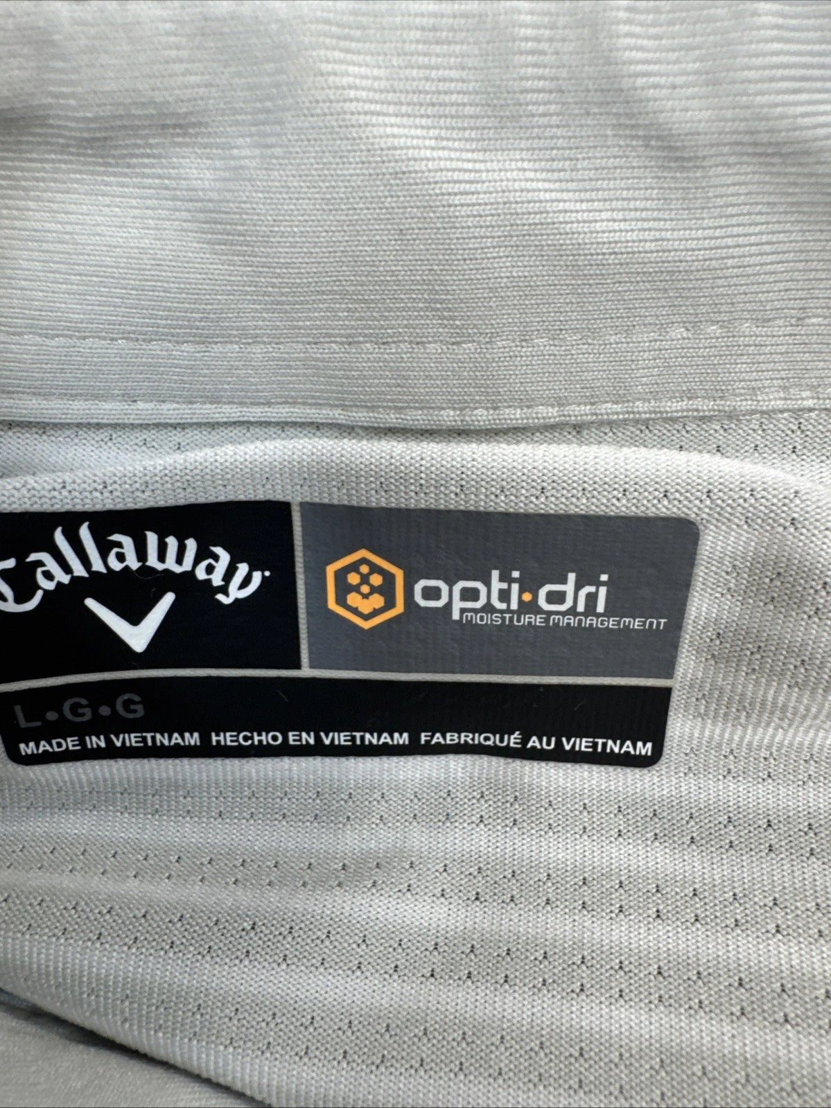 Callaway Opti-Dri Golf Polo Men’s L Gray White Striped Stretch Performance