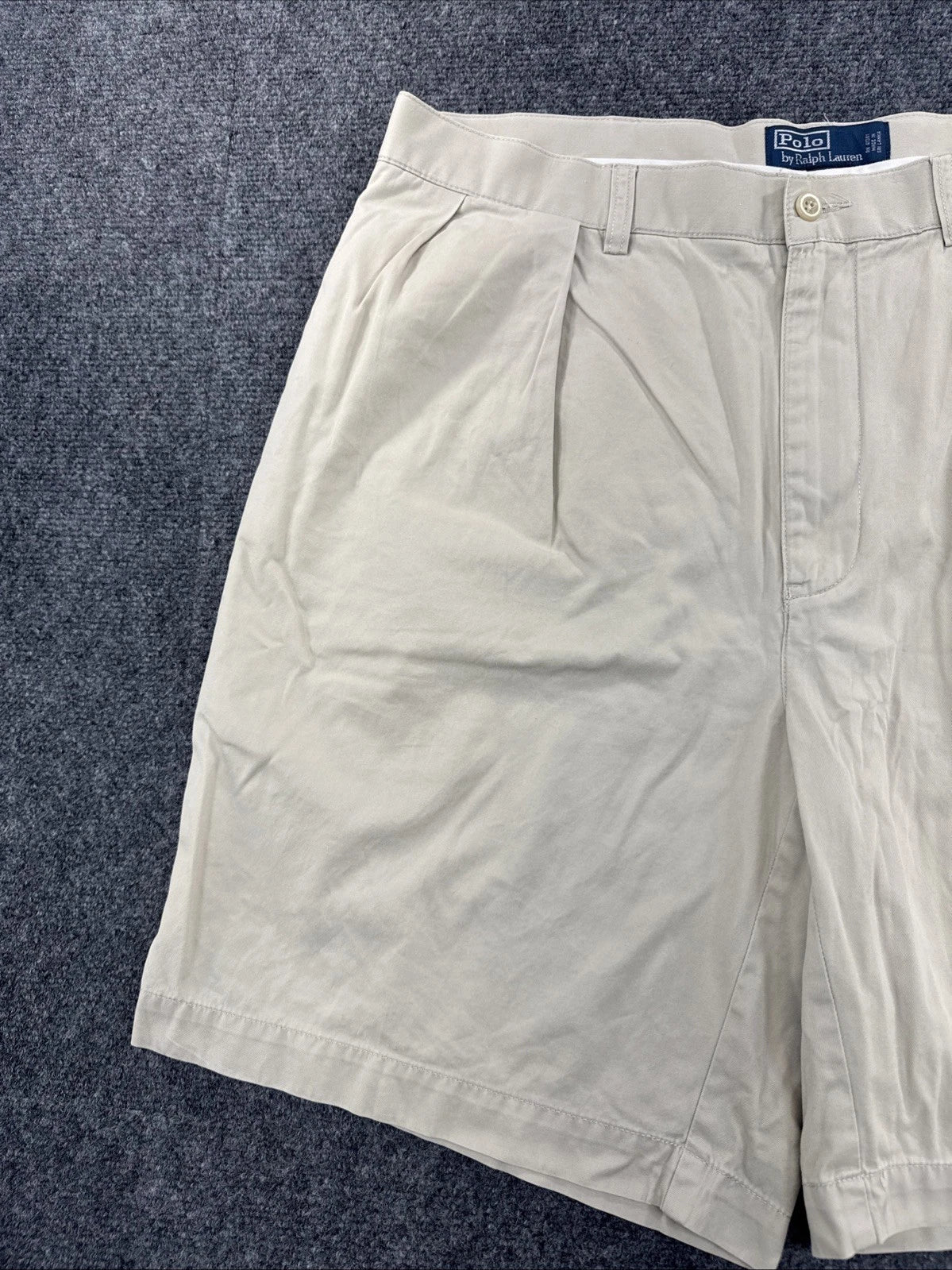 Polo Ralph Lauren Tyler Shorts Mens 38 Khaki Pleated Chino Cotton Pony Logo