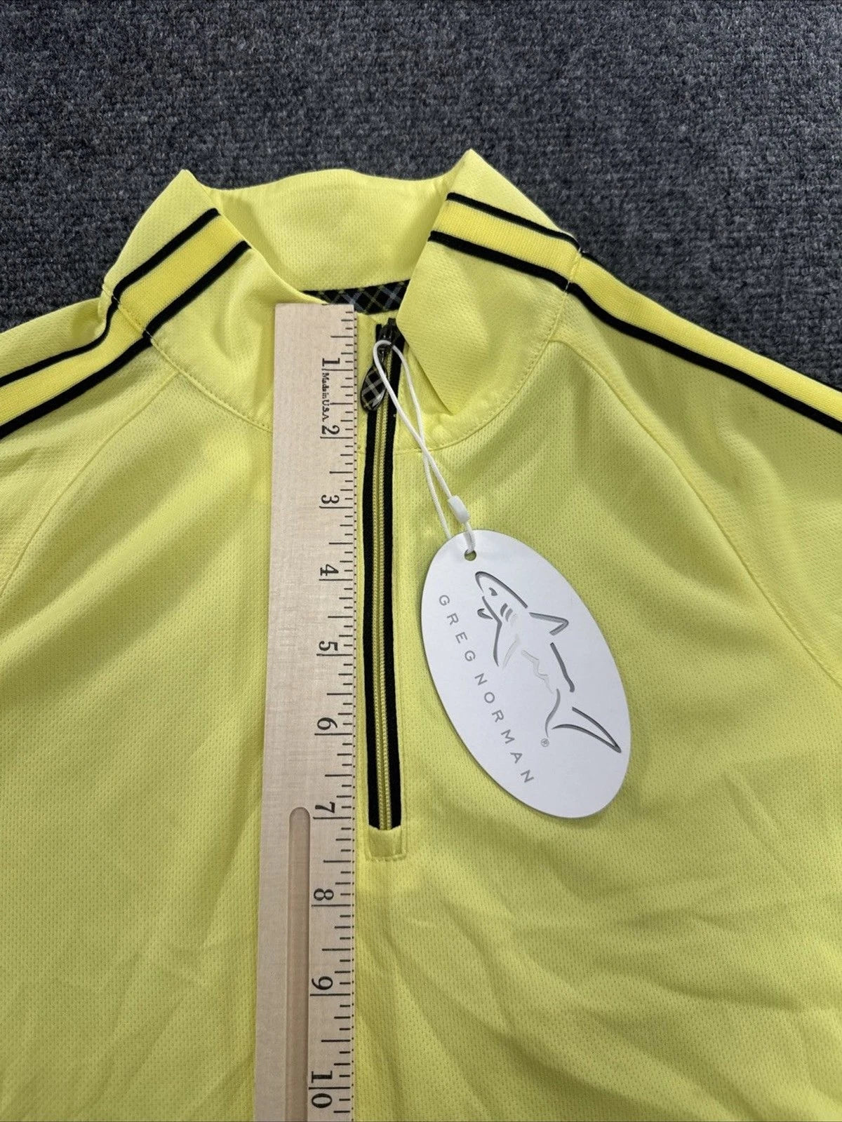 Greg Norman Play Dry Golf Shirt Women XS Bright Yellow Black Quarter Zip NWT