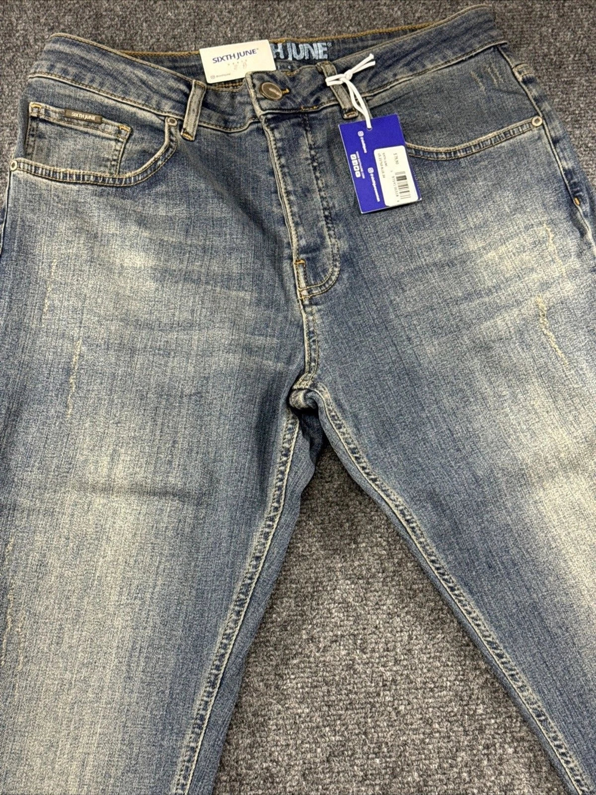 Sixth June Distressed Slim Fit Jeans Men's Size 34 Blue Denim NWT Streetwear