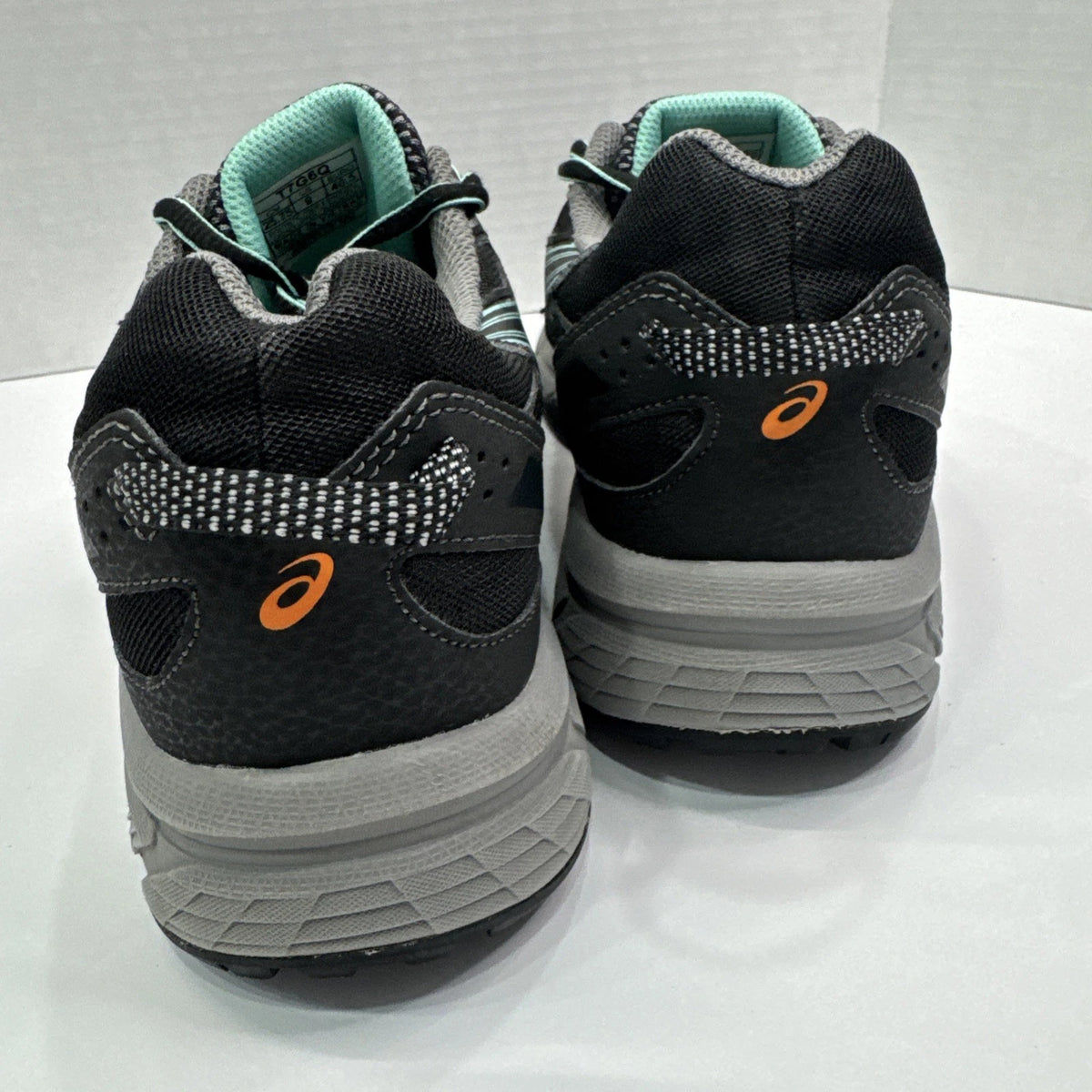 ASICS Gel Venture 6 Women's 9 Black Teal Orange Trail Shoes T7G6Q