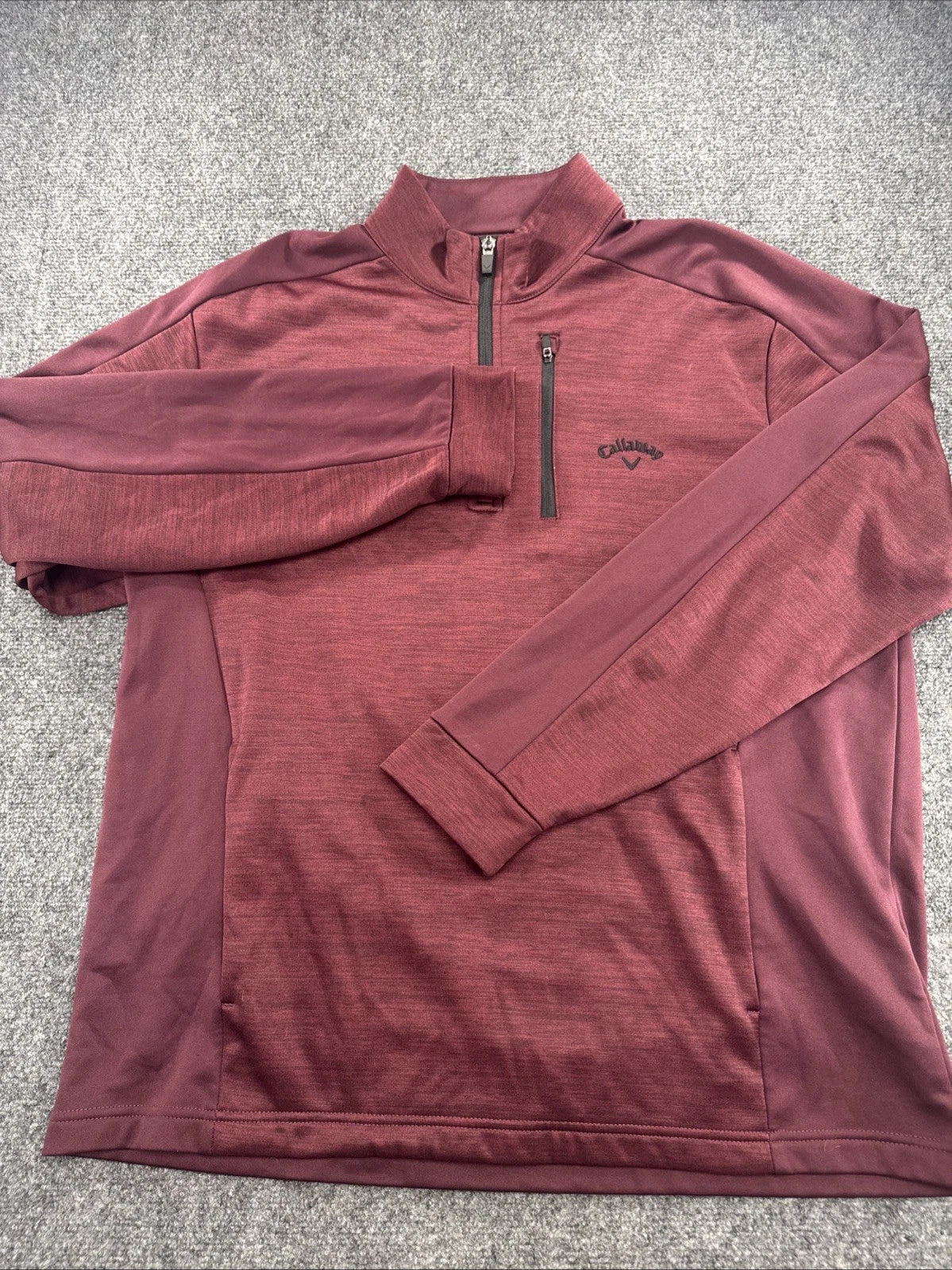 Callaway Golf 1/4 Zip Pullover Men's Large Burgundy Chest Pocket Performance