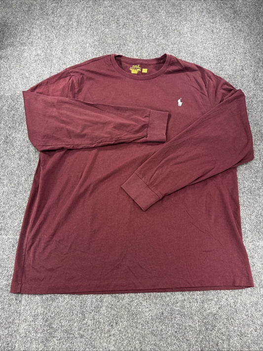 Polo Ralph Lauren Long Sleeve T-Shirt Men's XXL Burgundy Custom Slim Fit