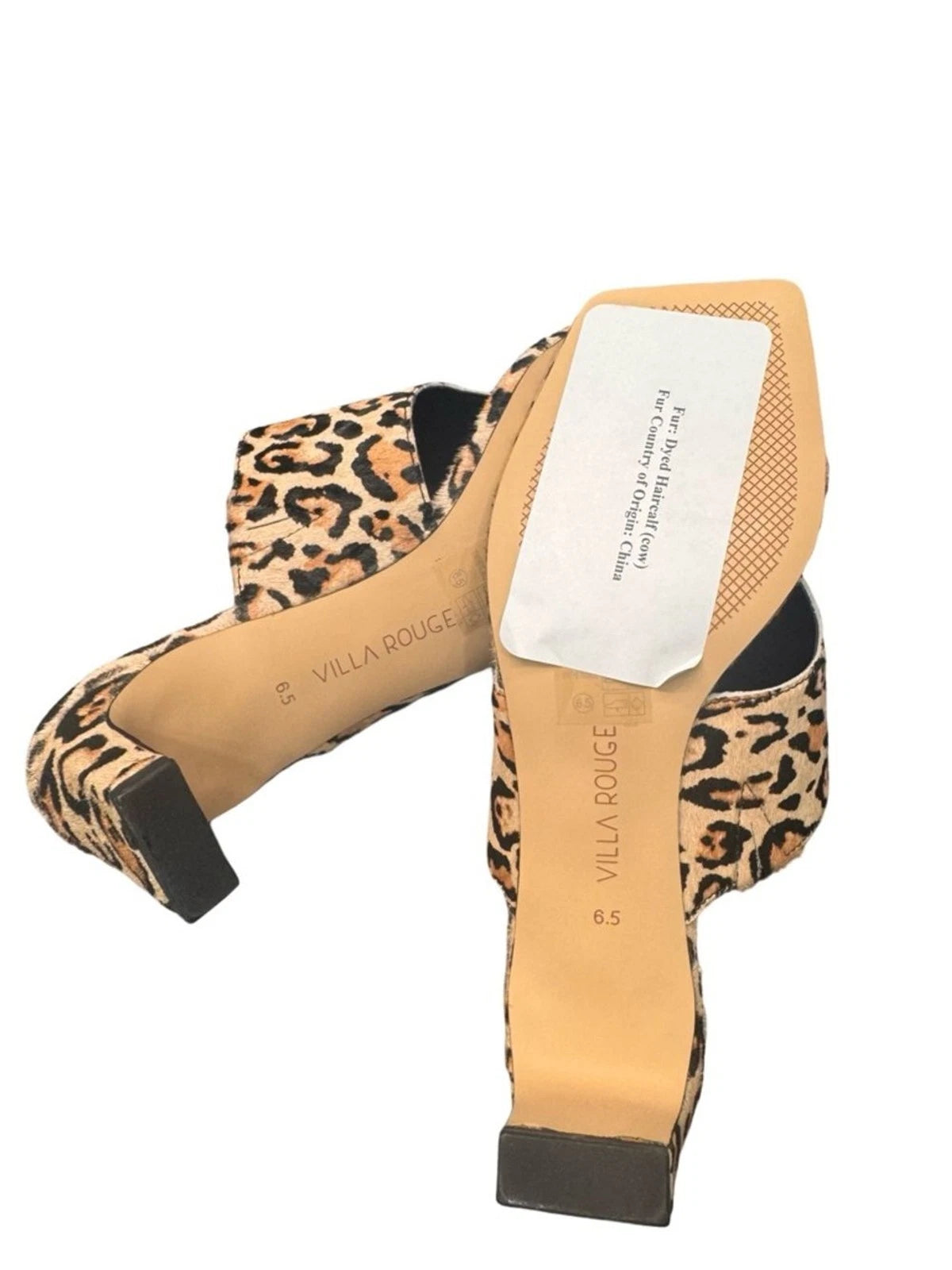 Villa Rouge Leopard Print Toe Loop Mule Sandals Women's 6.5 Low Heel New Box
