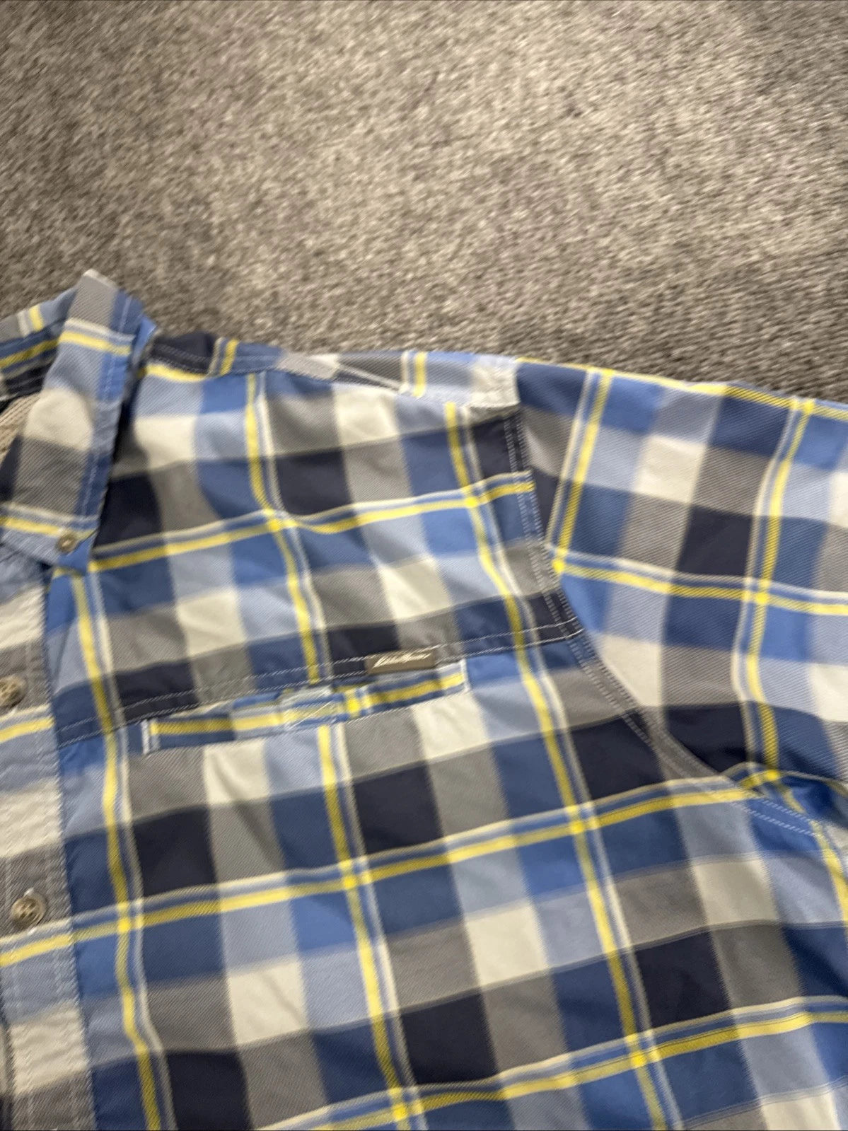 Eddie Bauer Performance Plaid Fishing Hiking Shirt Mens 2XL Vented Button Up
