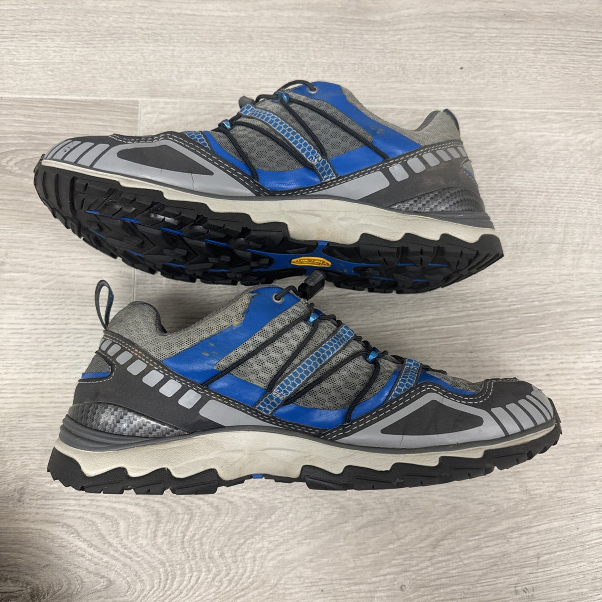 Eddie Bauer Waterproof Vibram Trail Hiking Shoes Gray Blue Men's Size 8.5