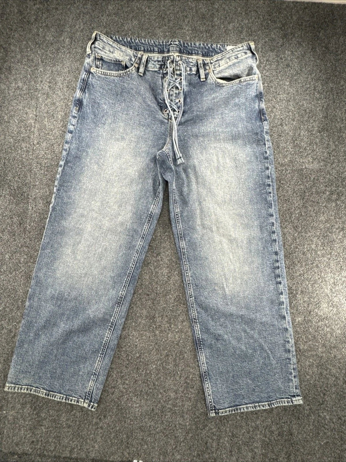 Gap Low Rise 90s Loose Lace Up Jeans Womens 30 Light Wash Wide Leg Y2K