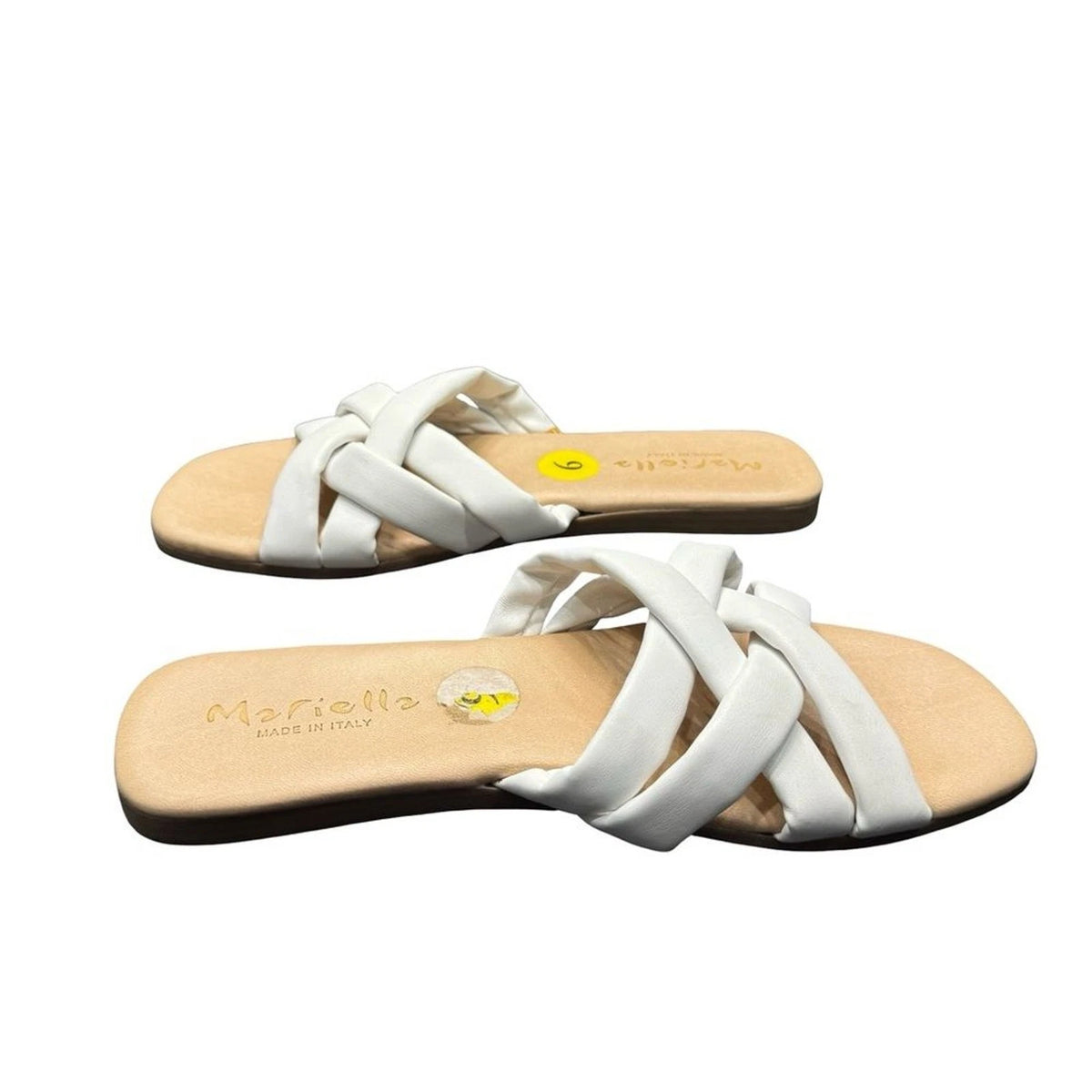 Mariella Italian White Leather Crisscross Sandals Women's 9 Made Italy