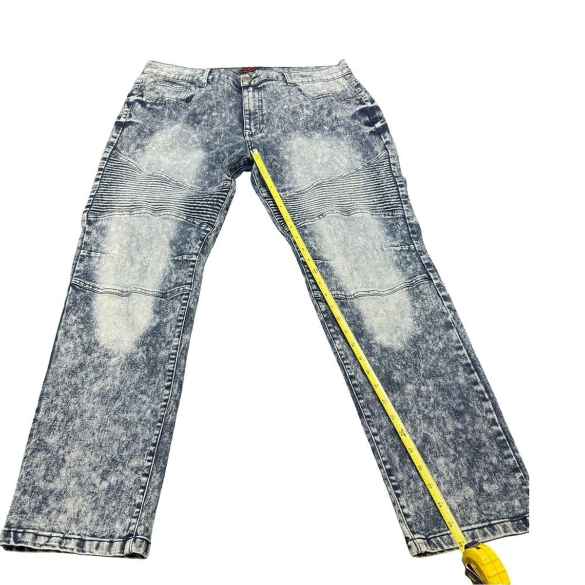 Chams Stretch Straight Jeans Men's 38x30 Blue Acid Wash Denim Y2K