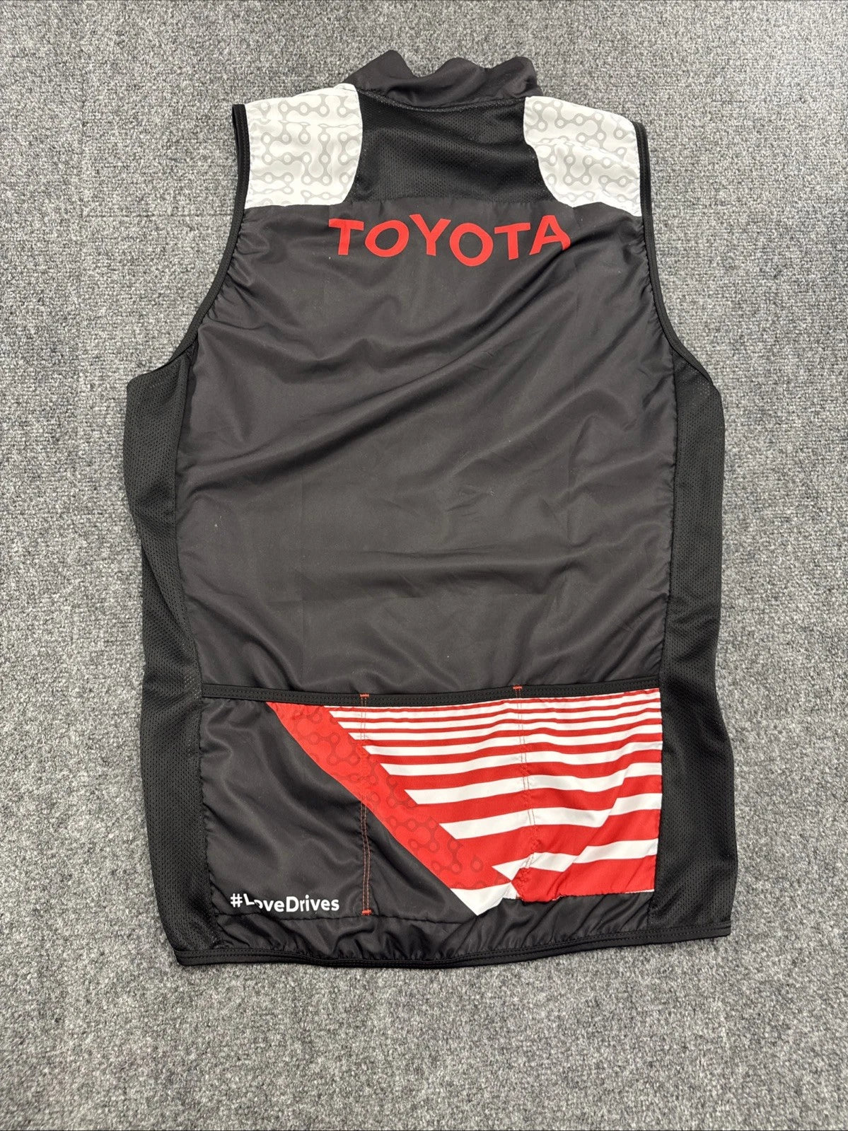 Toyota Cycling Wind Vest Full Zip Sleeveless Bike Jersey 2XL Black Red EUC