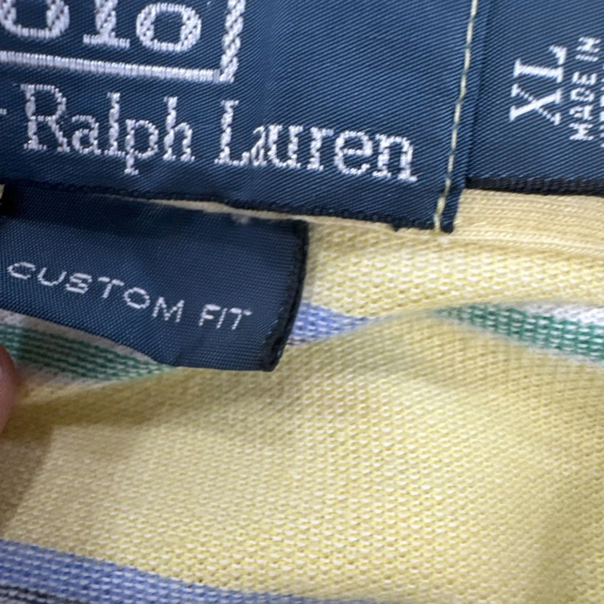 Polo Ralph Lauren Custom Fit Polo Shirt Mens XL Yellow Striped Pony Logo