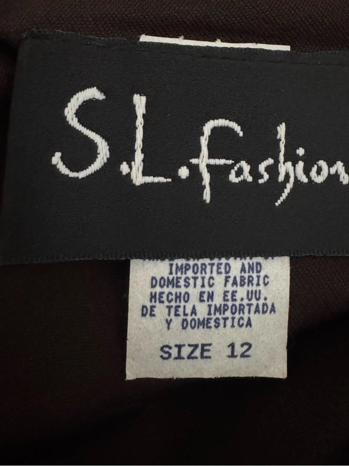 S.L. Fashions Brown Strapless Midi Dress Tie Front Women's Size 12 EUC