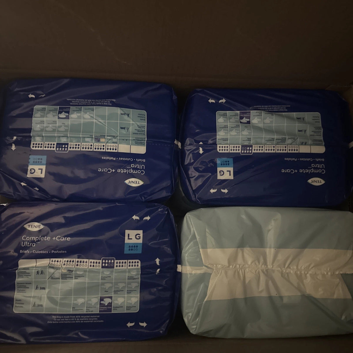 Tena Complete + Care Ultra Brief Large 20 Count Box of 4 80 Total New Sealed