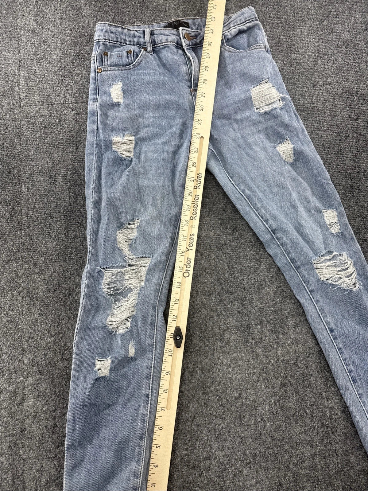 Aqua Girls Distressed Skinny Jeans Kids Size 10 Light Wash Stretch Denim