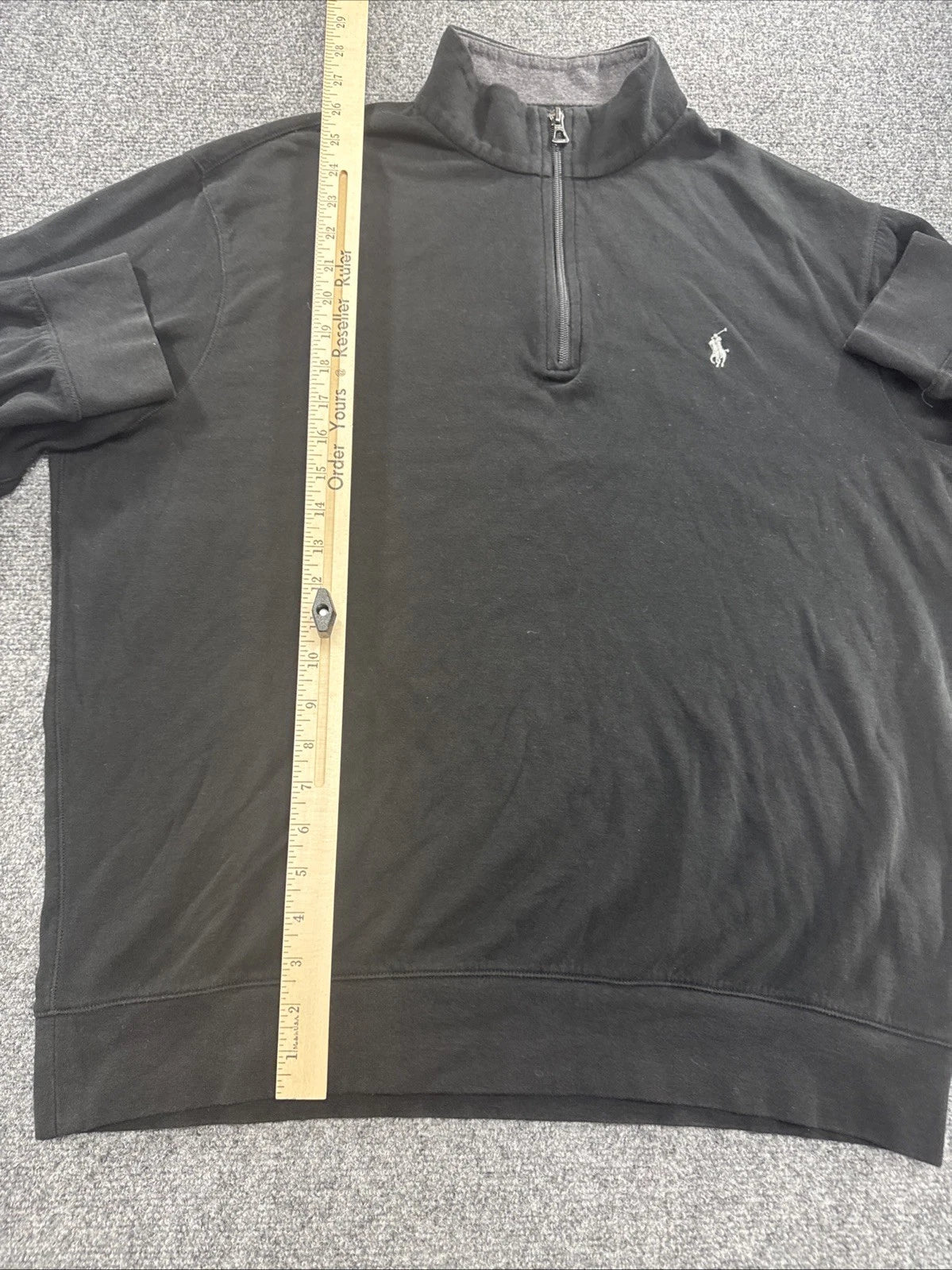 Polo Ralph Lauren Mens XL Quarter Zip Pullover Black Gray Pony Logo