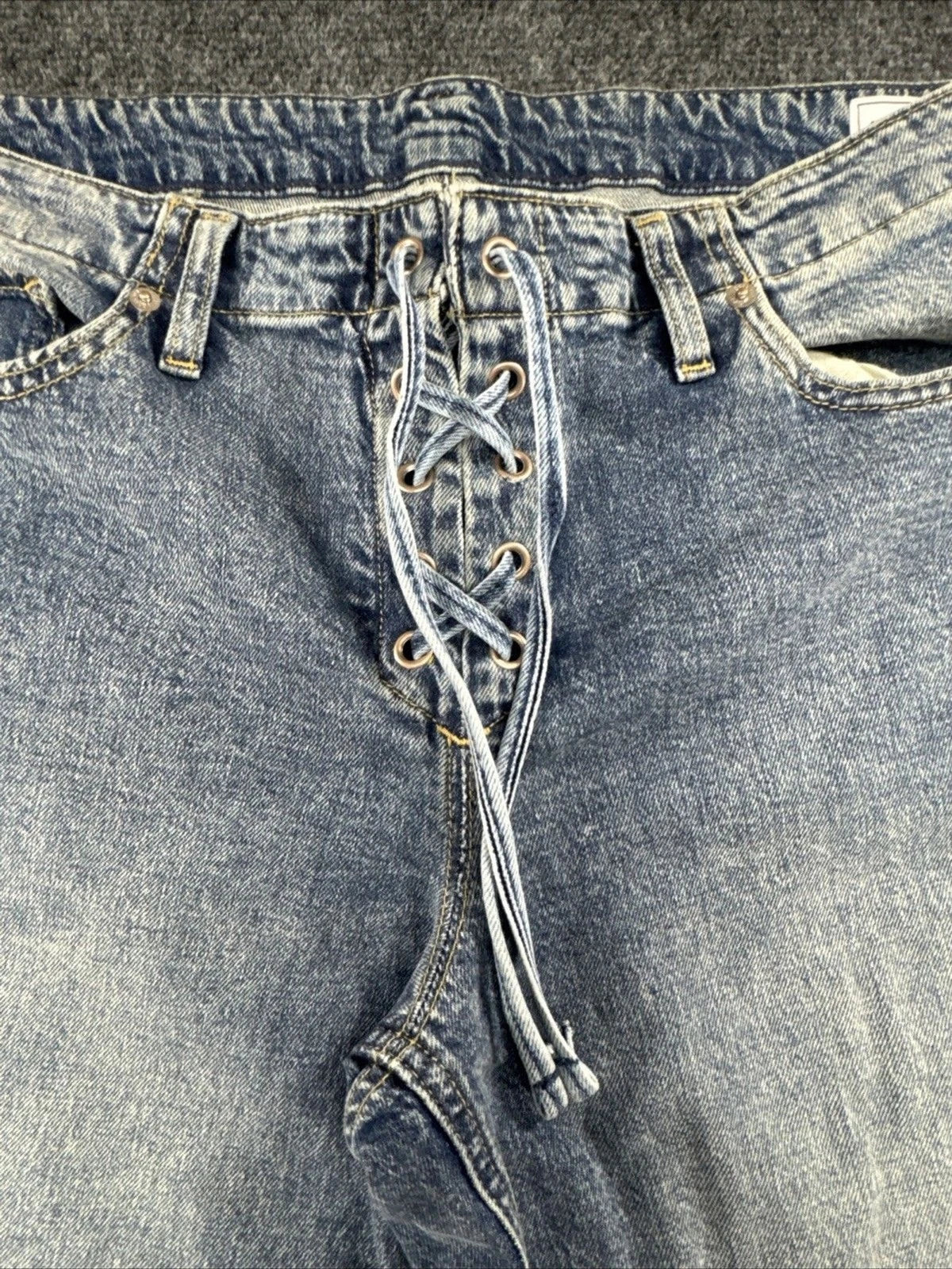 Gap Low Rise 90s Loose Lace Up Jeans Womens 30 Light Wash Wide Leg Y2K