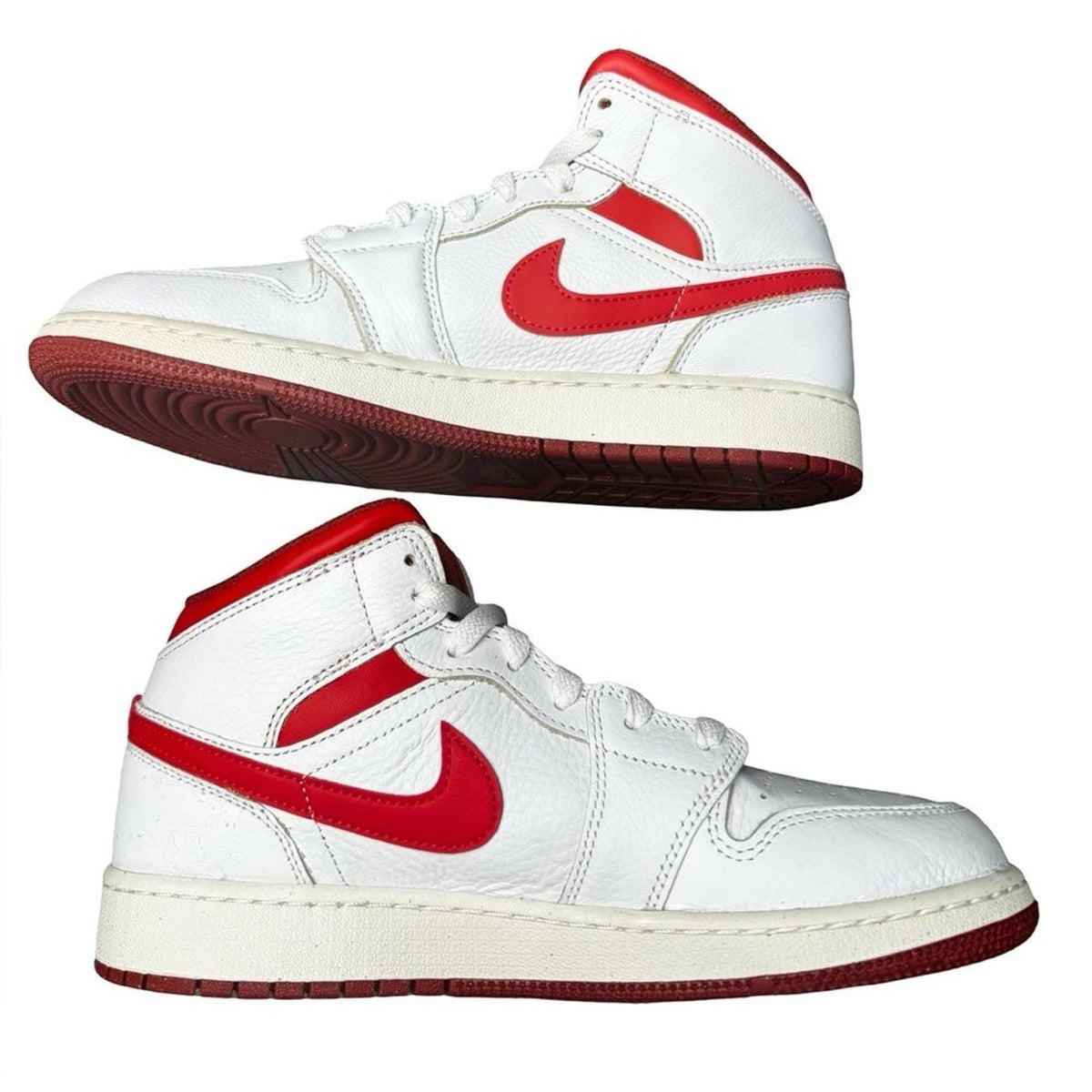 Air Jordan 1 Mid SE GS 6.5Y Women’s 8 White Dune Red FJ3464-160 New