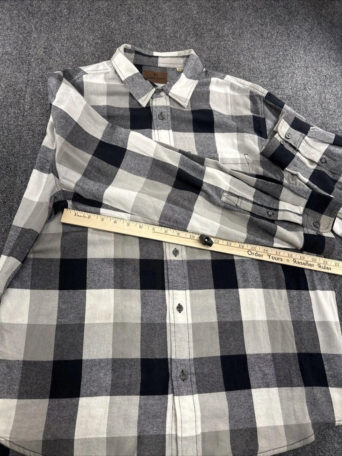Woolrich Flannel Shirt Mens XXL Gray Black Buffalo Plaid Button Up BNWOT