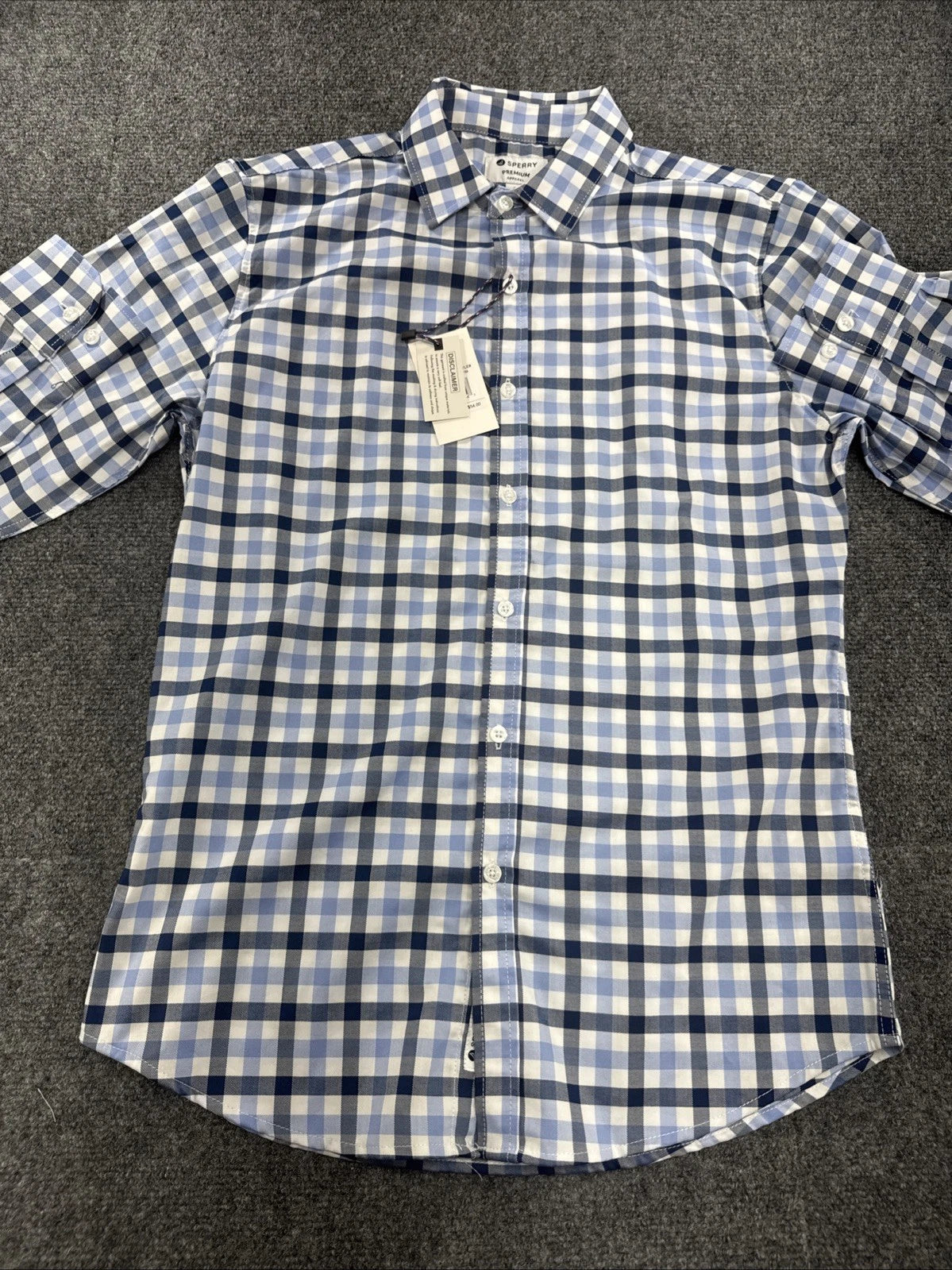 Sperry Premium Apparel Shirt Mens S Blue White Plaid Long Sleeve NWT SP7156