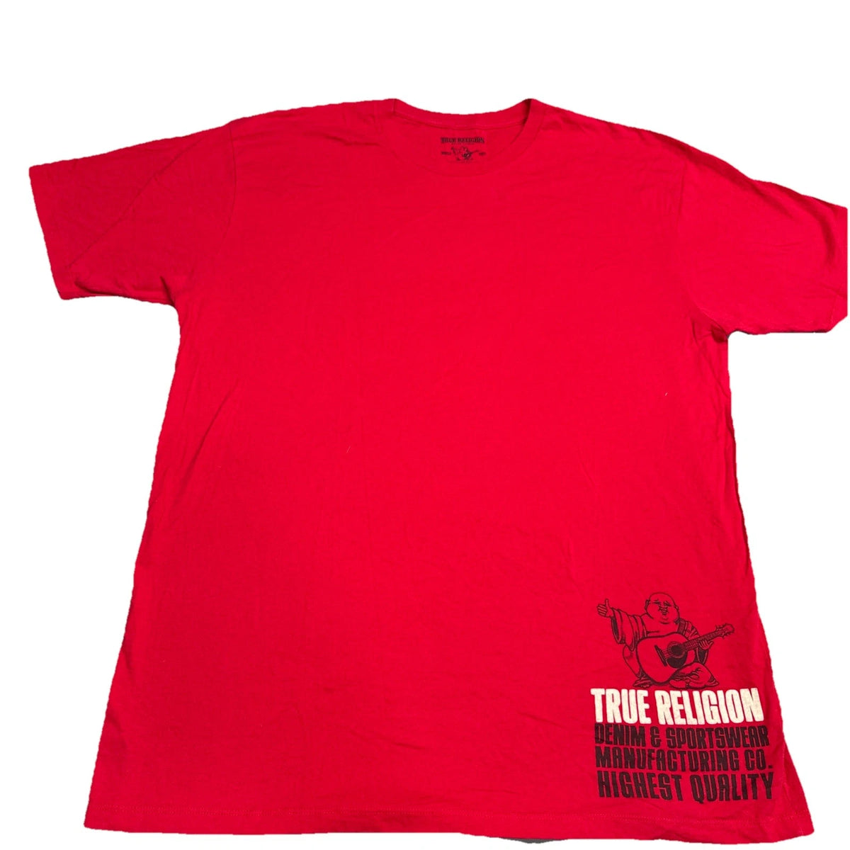 True Religion Mens XL Red Buddha Logo T Shirt Short Sleeve Graphic EUC