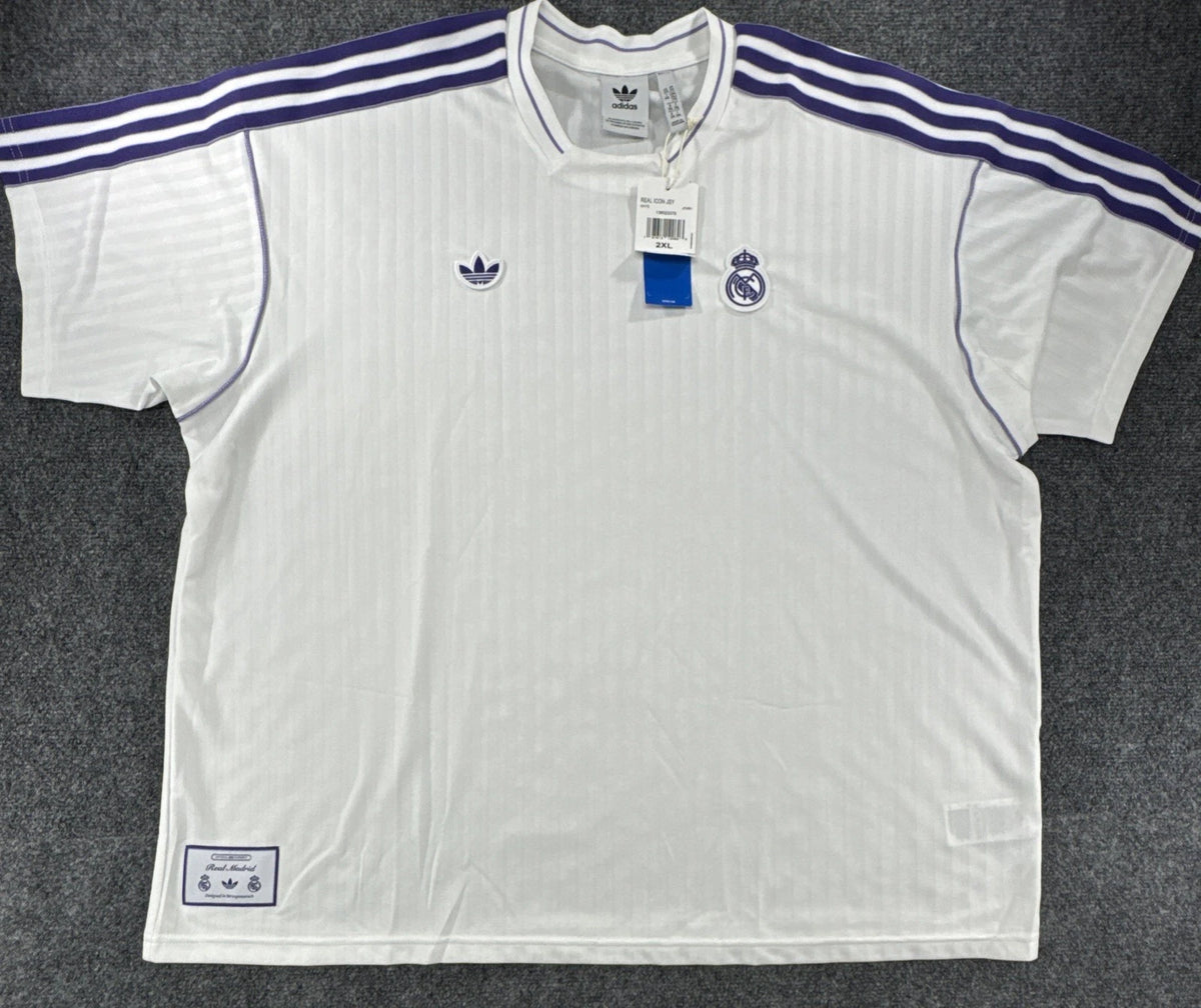 adidas Real Madrid Terrace Icons Jersey 2XL White Purple JF2581 NWT