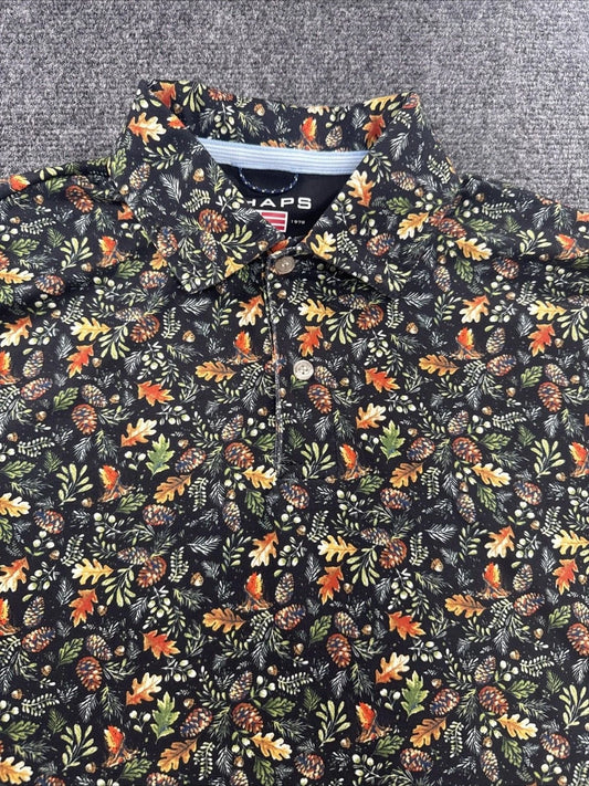 Chaps Everyday Performance Pinecone Floral Polo Men’s Small Black BNWOT