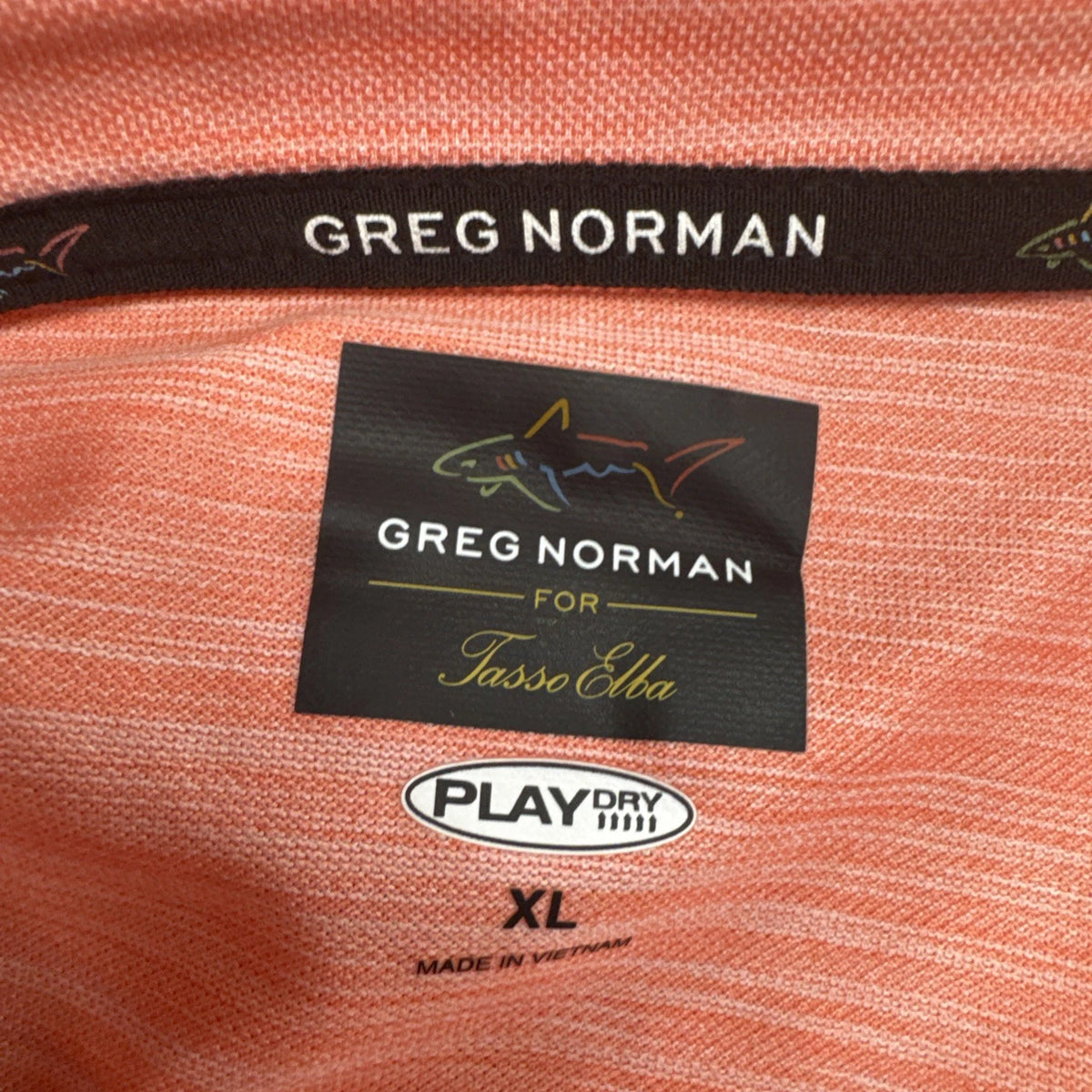 Greg Norman Play Dry Coral Pink Golf Polo Shirt XL Tasso Elba Performance