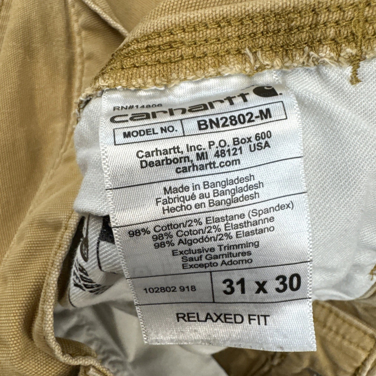 Carhartt Rugged Flex Double Knee Work Pants Mens 31x30 Hickory BN2802-M