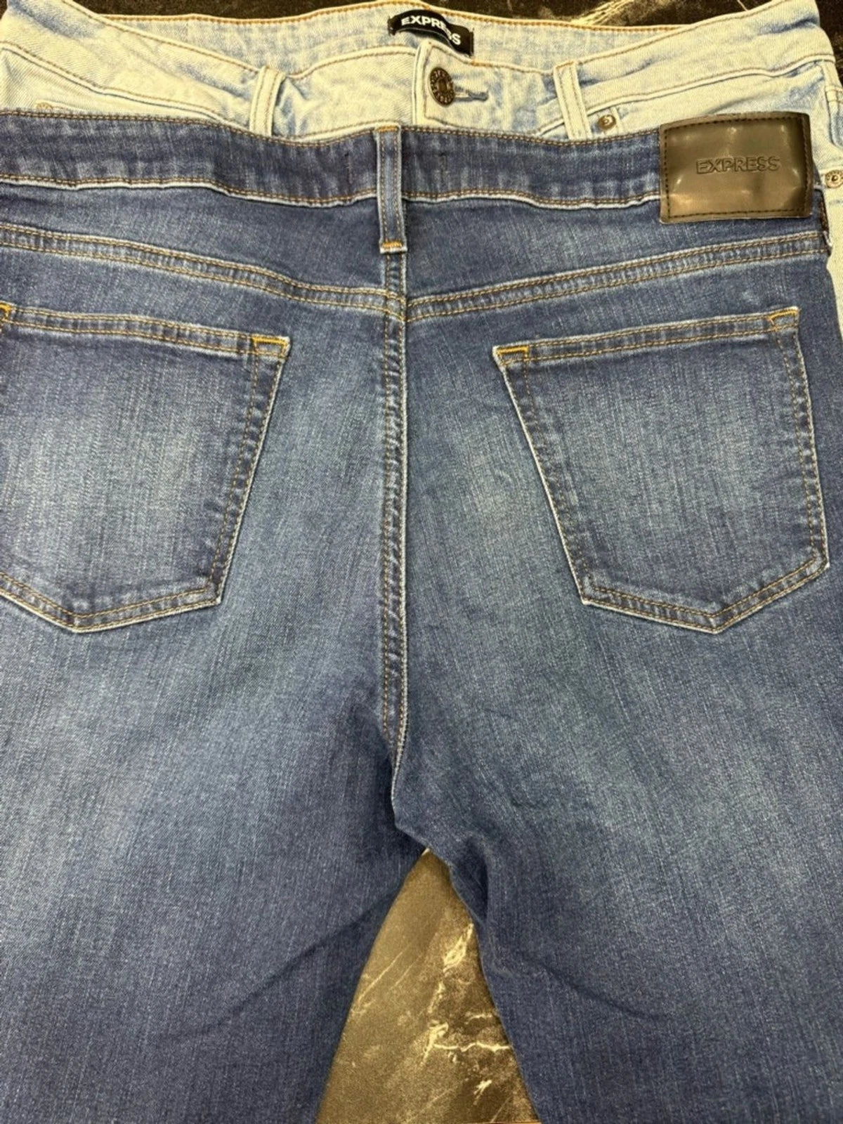 Express Mens Jeans Bundle 34x30 Skinny Hyper Stretch Light Dark Wash Denim Retro