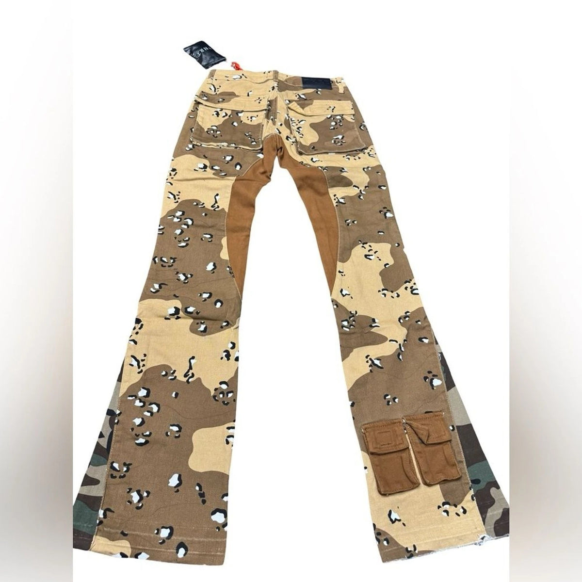 THRT Camo Patchwork Flare Denim Pants Men’s 30x32 Chained Pouch NWT