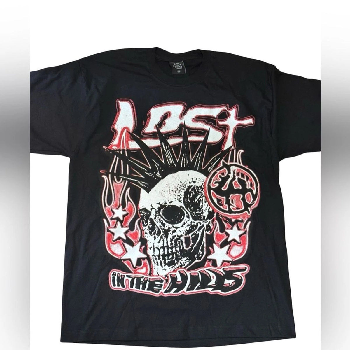 Title: Lost in the Hills Spike Skull T-Shirt Men’s XL Black Graphic Streetwear