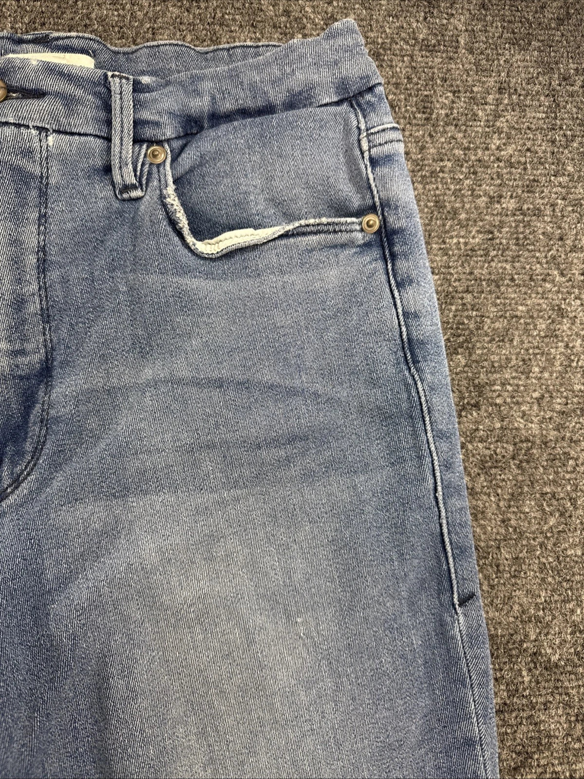 Good American Good Legs Straight Jeans Womens 10/30 Light Wash Raw Hem Stretch