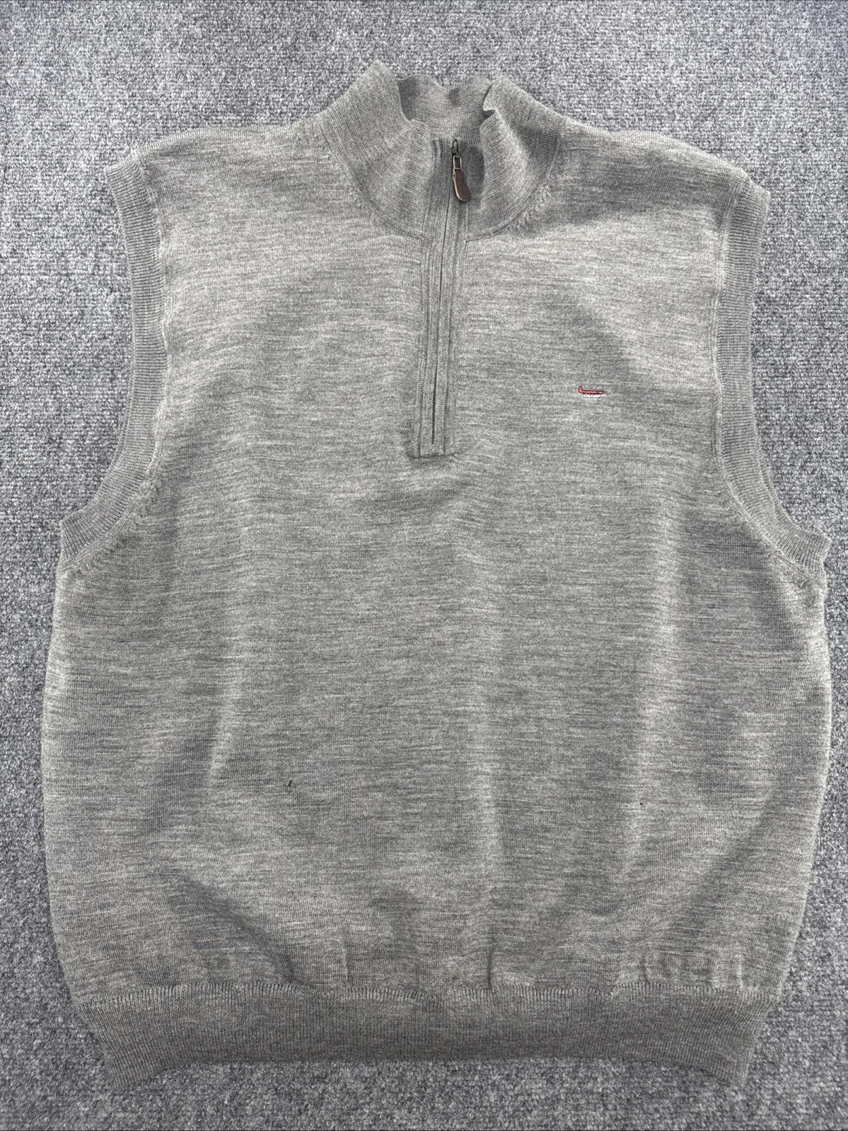 Fairway & Greene Golf Sweater Vest Mens L 100% Wool Gray 1/4 Zip
