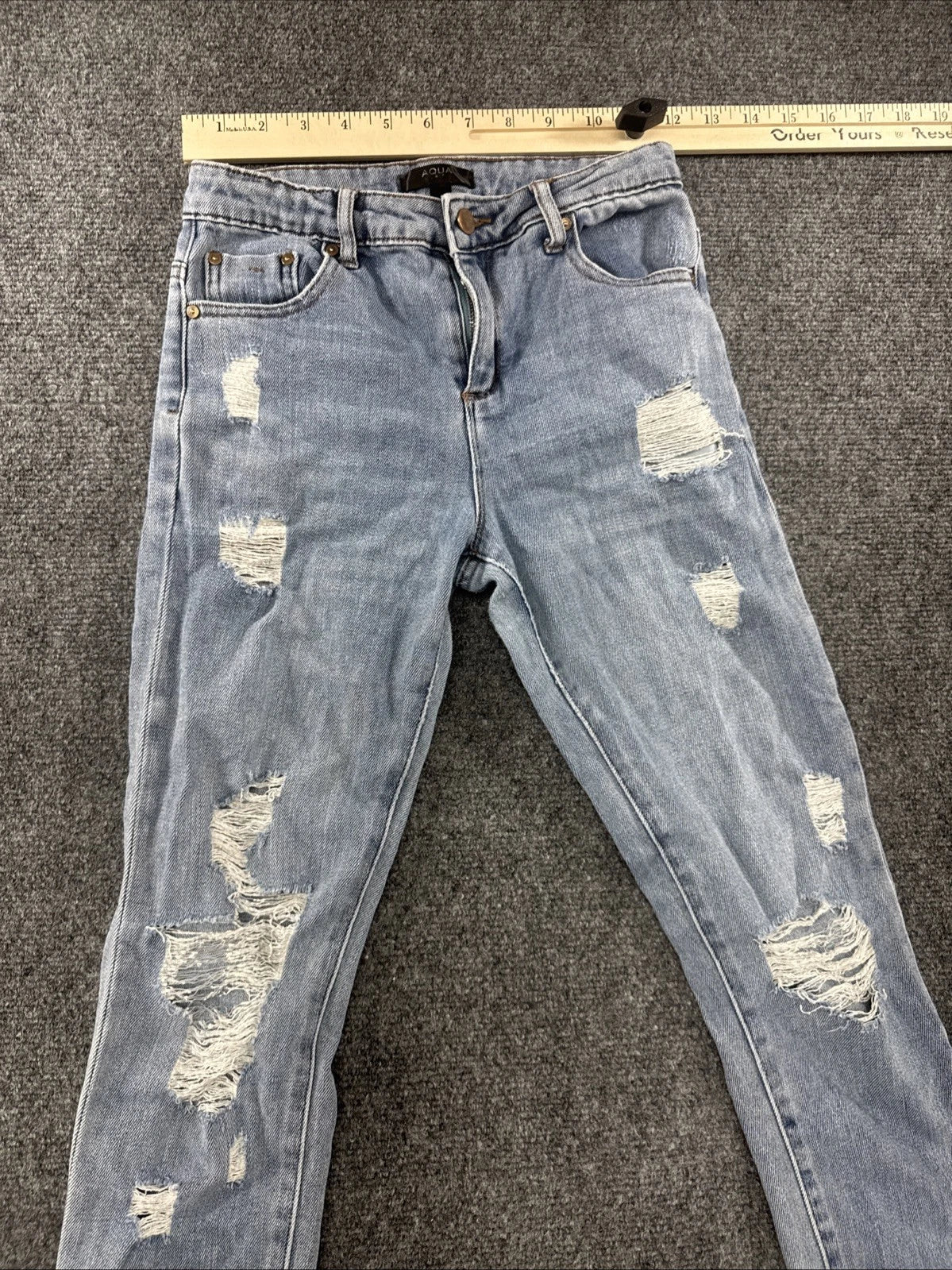 Aqua Girls Distressed Skinny Jeans Kids Size 10 Light Wash Stretch Denim
